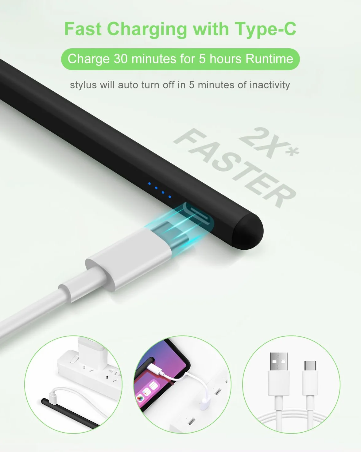 DAORANGE Penna iPad Compatibile con Apple iPad 2018-2024, Penna per iPad con Palm Rejection e Alta Precisione, per iPad Pro 11/12.9/13 M4, iPad Air 6/5/4/3, iPad 10/9/8/7/6, iPad Mini 7/6 (Nero)