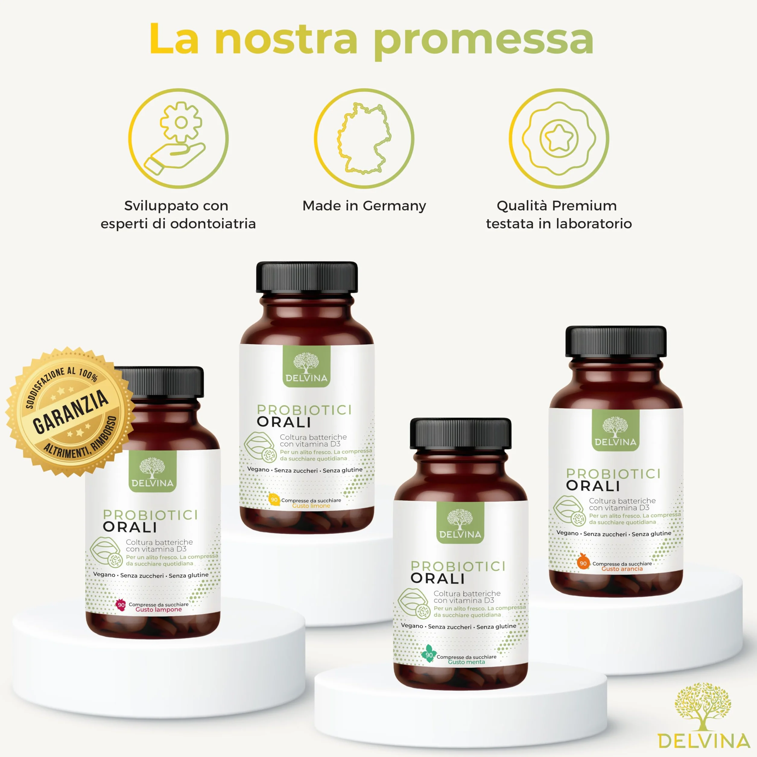 Pastiglie Vegane per l'Igiene Orale 90 Pezzi con Vitamina D3 e Limone contro l'Alitosi