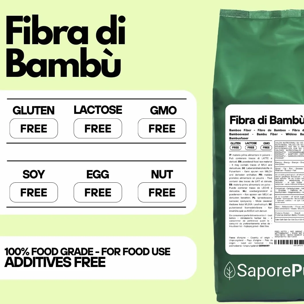 SaporePuro Fibra di Bambù Alimentare 500 gr Farina a Basso Contenuto di Carboidrati