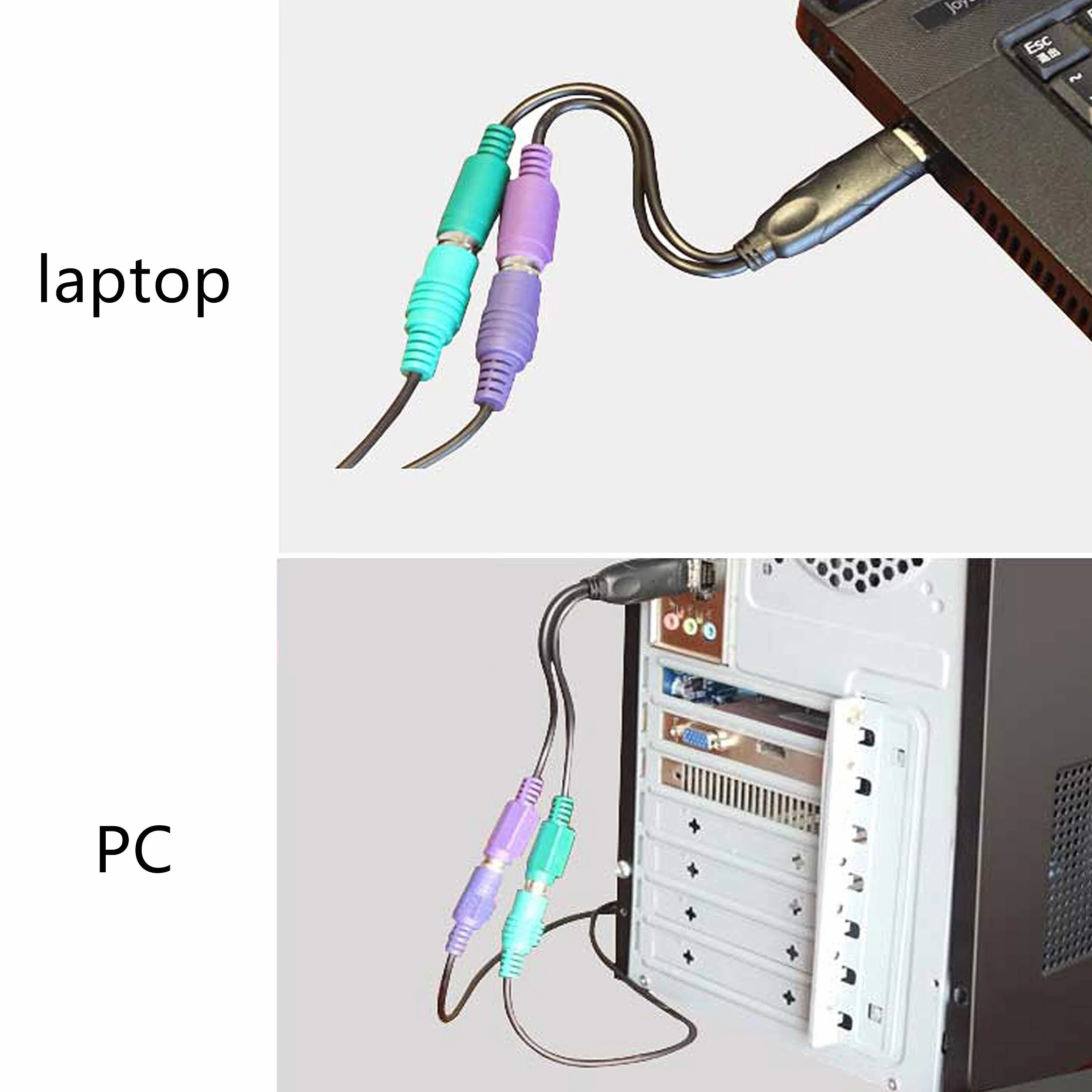 HONGLEI - Adattatore da USB a PS2, tastiera e mouse PS2 a USB, cavi convertitori, per tastiera e mouse, plug and play, nessun driver richiesto
