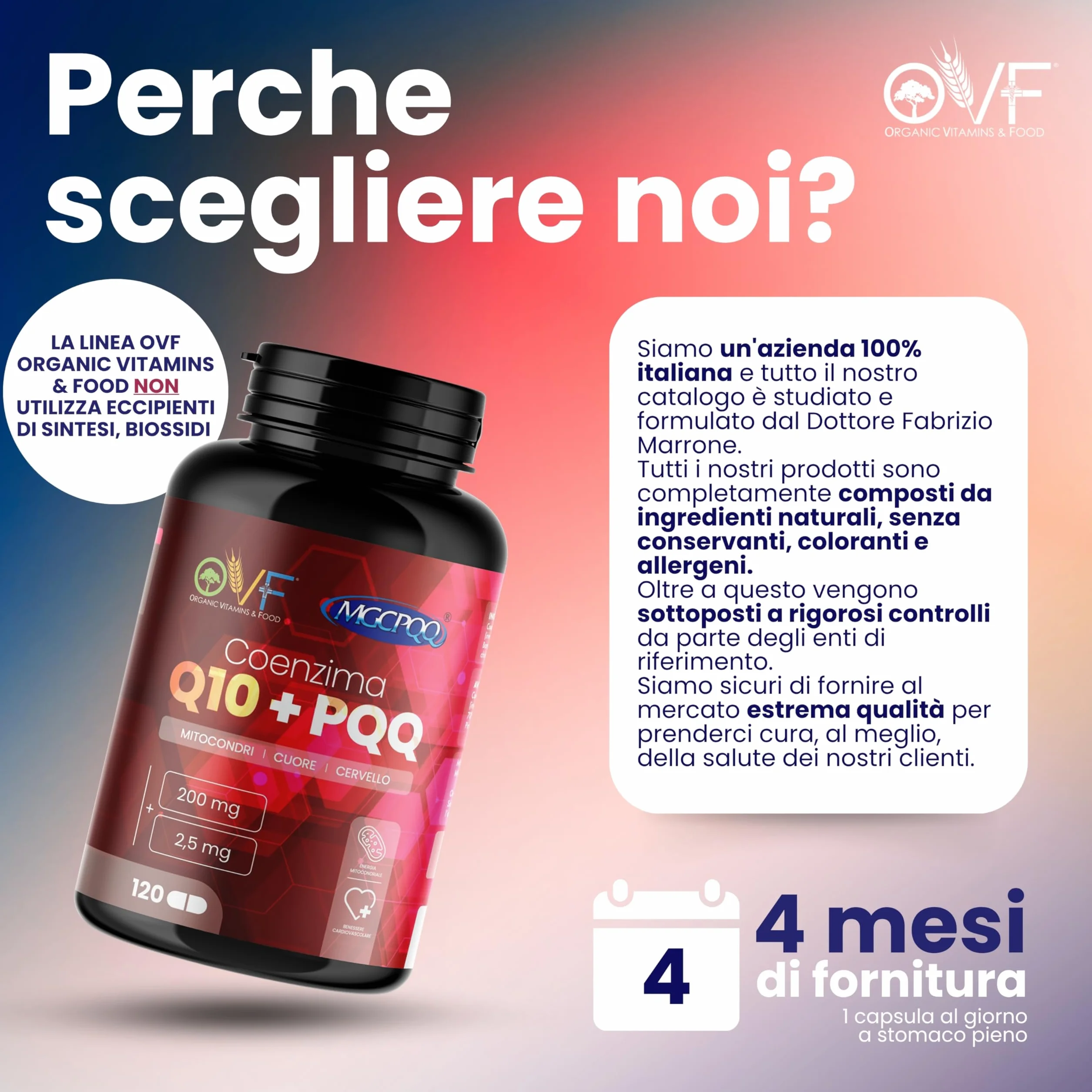 Coenzima Q10 + PQQ Integratore 120 cps 200mg Alto Dosaggio Antiossidanti Vegano Made in Italy