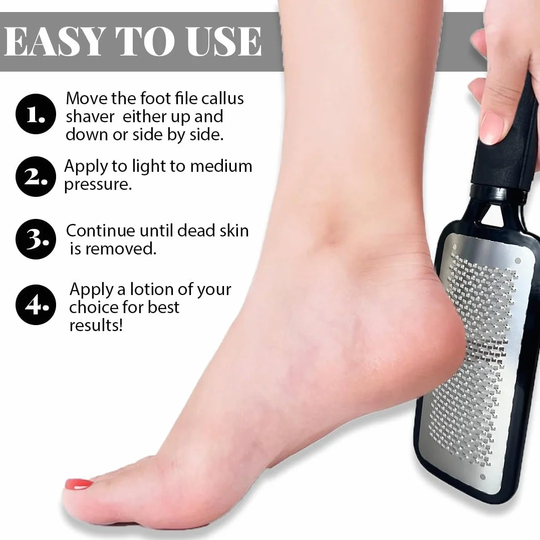 Raspa Piedi Professionale Lima Piedi a Doppia Faccia Calli Remover Pedicure Nero