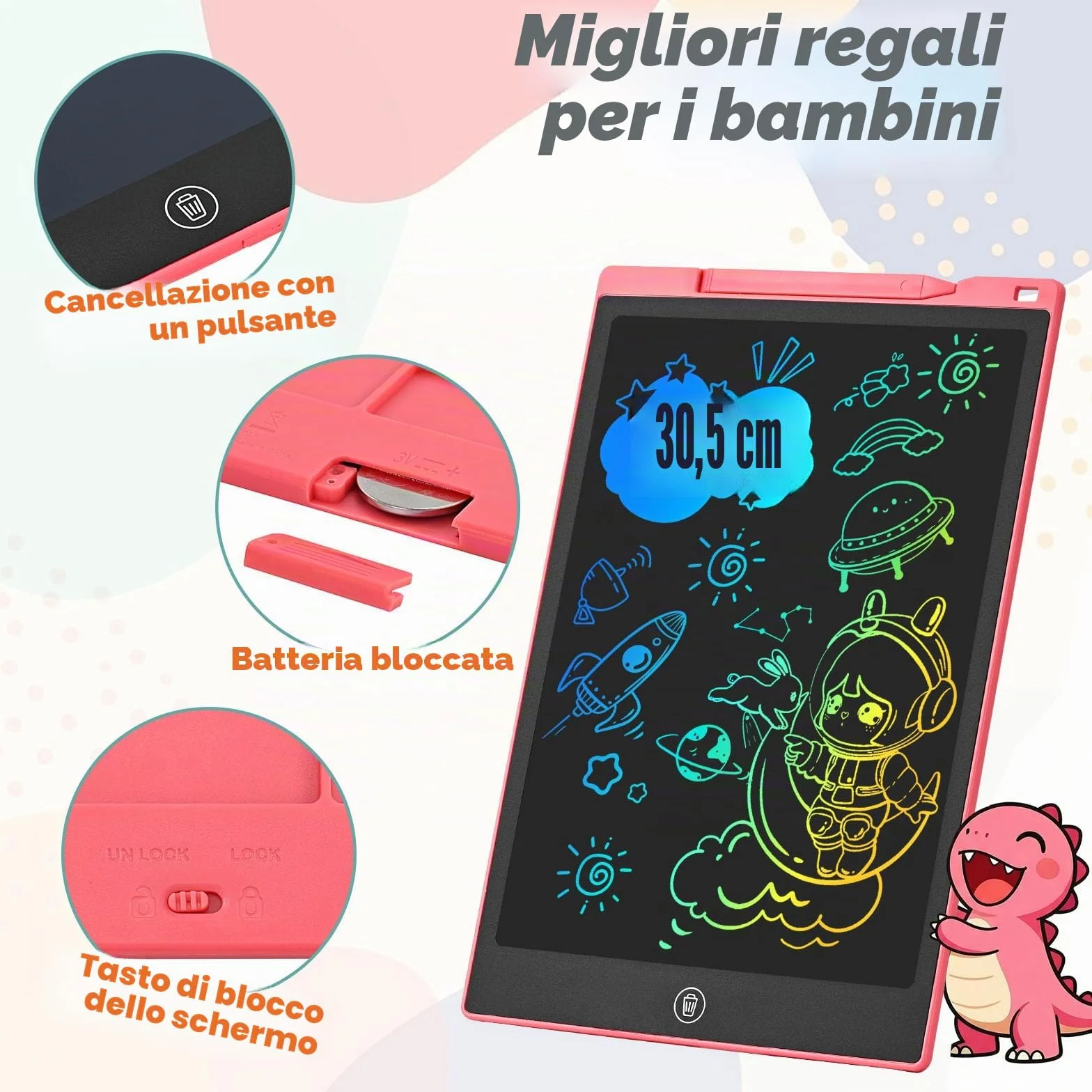PINKCAT Calendario Avvento 2025 Natale Bambini Giochi Lavagnetta Cancellabile 12 Pollici Tavoletta Grafica LCD