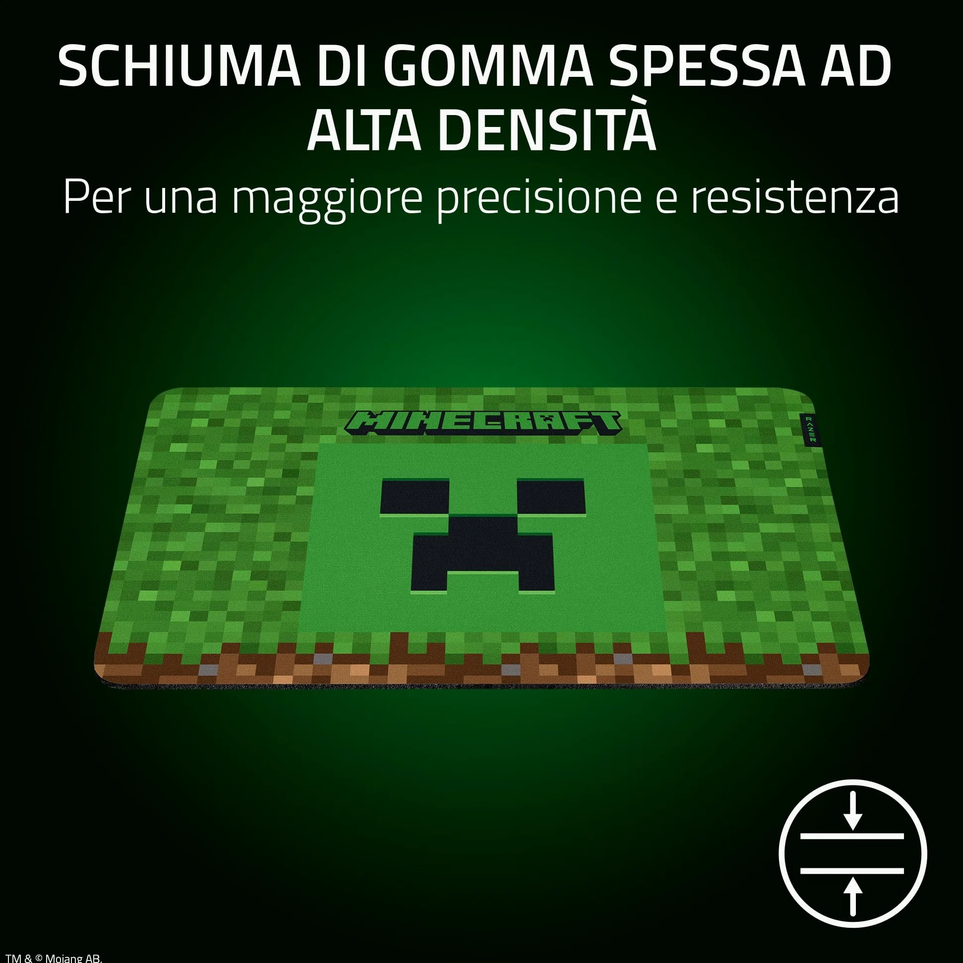 Razer Gigantus V2 Minecraft Edition - Morbido tappetino per mouse da gioco per velocità e controllo (superficie a microtessitura, schiuma di gomma spessa, base antiscivolo, 360 x 275 x 3 mm) Minecraft
