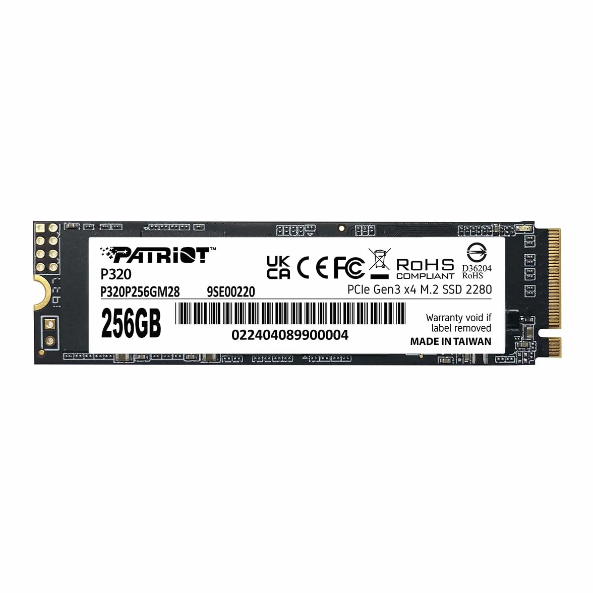 Patriot P320 256GB SSD interno - NVMe PCIe Gen 3x4 - M.2 2280 - Unità a stato solido - P320P256GM28