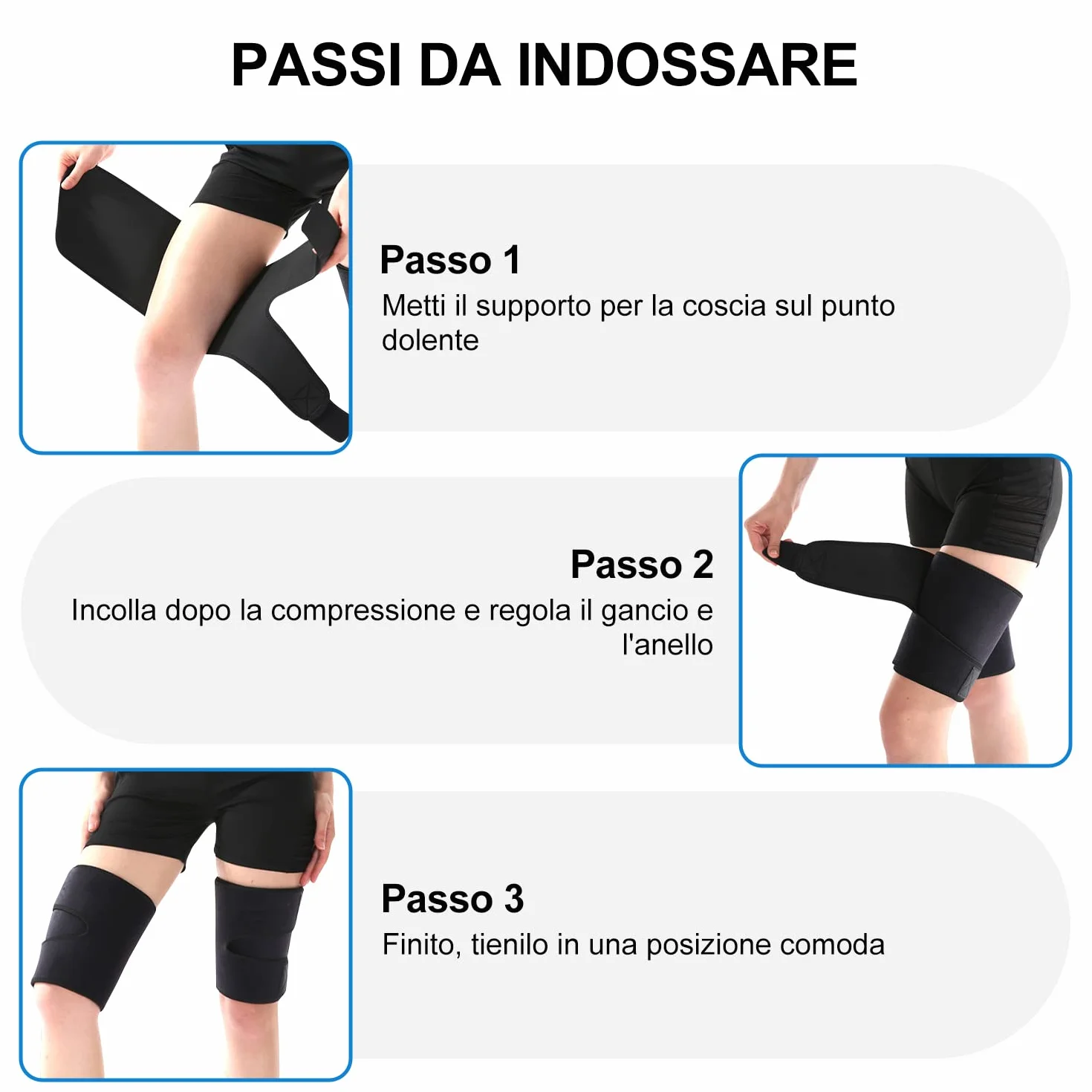 Supregear Manicotto di Compressione Regolabile in Neoprene per Hamstring, Quad e Inguine, Nero, XL