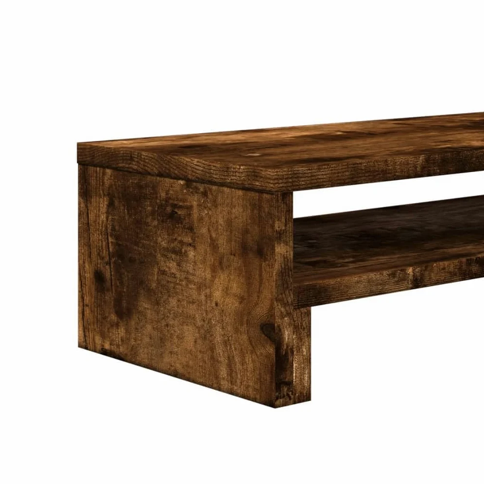 Supporto per monitor in rovere affumicato, 54 x 22 x 15 cm, rialzo ergonomico da scrivania in legno per ufficio e casa