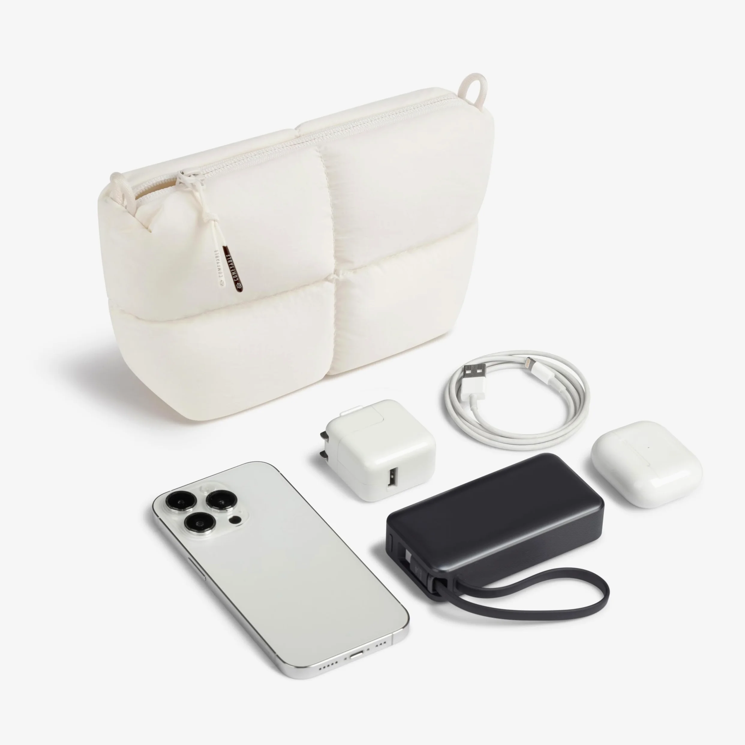 Comfyable Puffy Electronics Organizer da viaggio, grazioso sacchetto tecnico per donne e uomini, custodia per cavi per caricabatterie, telefono, power bank, cavo, custodia compatta per accessori
