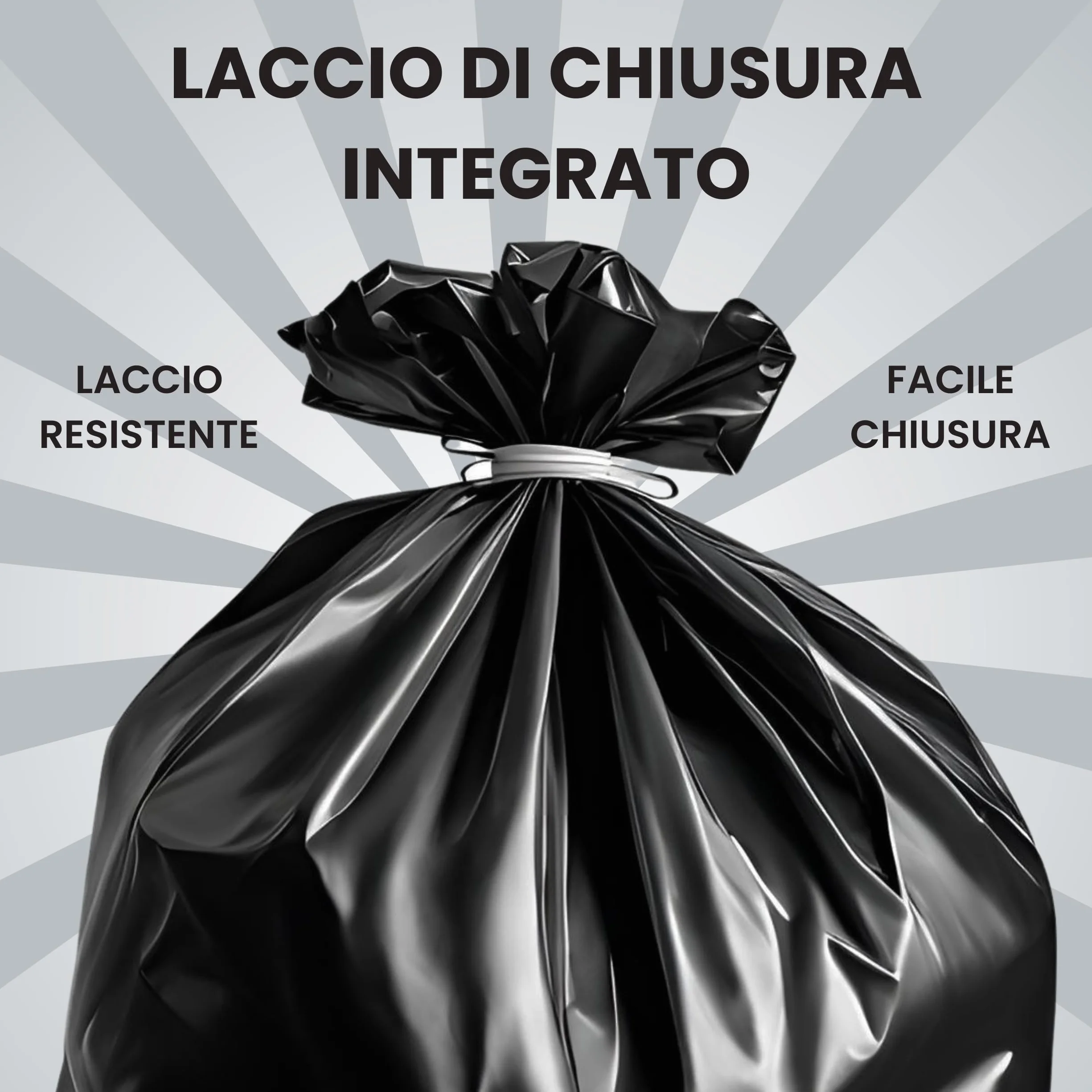 FRIO Sacchi Spazzatura 150L 80x120 cm MAXI PESO 50 Pezzi Legacci