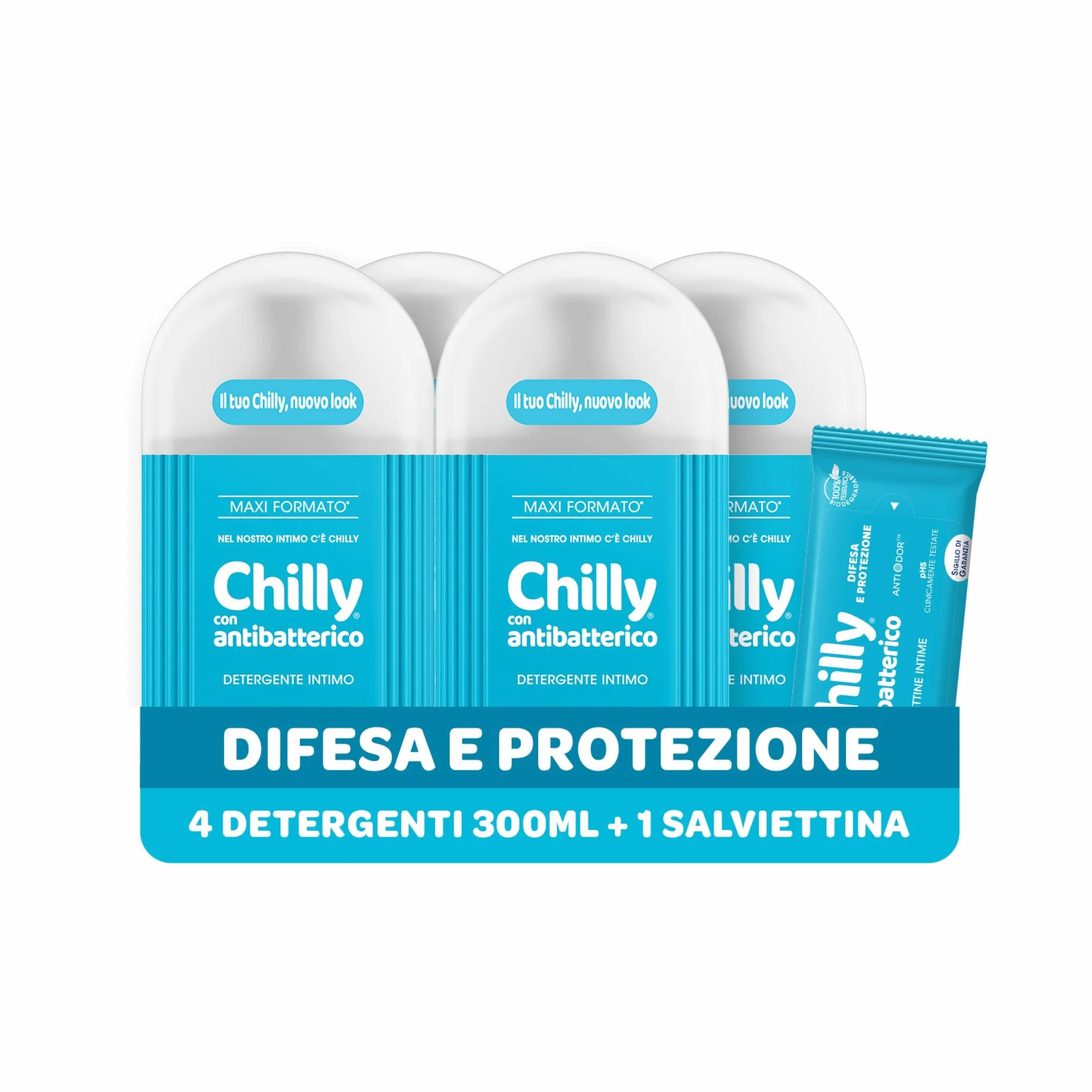 Chilly Detergente Antibatterico Igiene Intima PH 5 Confezione 4x300ml