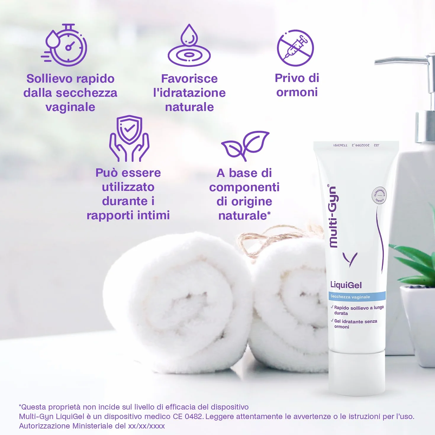 Multi-Gyn LiquiGel Crema Intimo Donna 50ml Gel Idratante Contro Secchezza Vaginale e Prurito