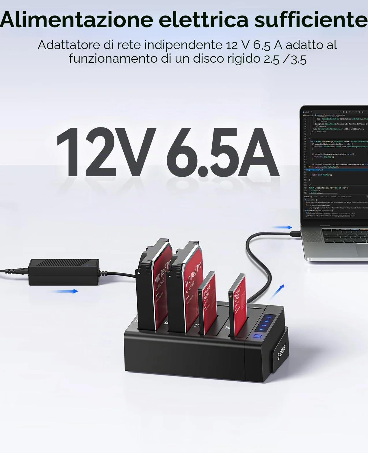 ORICO 4-bay USB 3.0 HDD Docking Station 2.5 3.5 Pollici Clone Funzione 12V6.5A