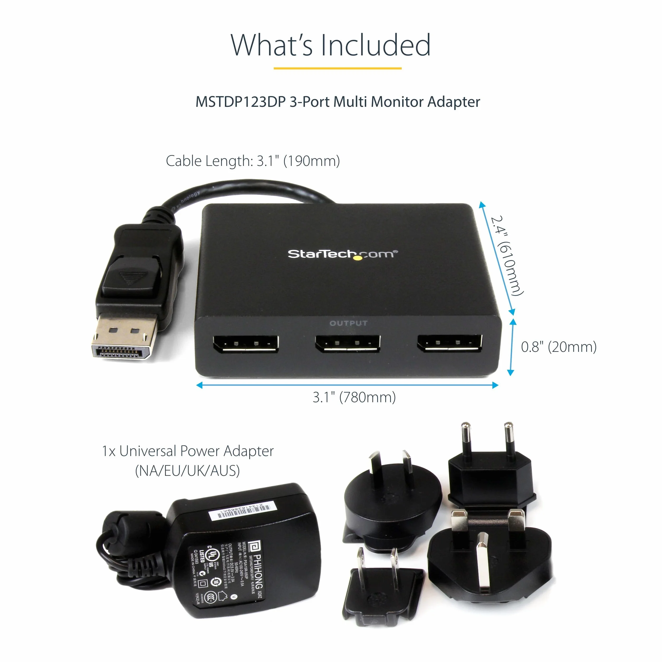 StarTech.com Hub MST DisplayPort a 2 Porte - Adattatore Multi-Monitor DP 1.2 - Sdoppiatore/Splitter Video DisplayPort 4K 30Hz o 1080p 60Hz per Triplo Monitor - DP a 3xDP - Solo Windows (MSTDP123DP)
