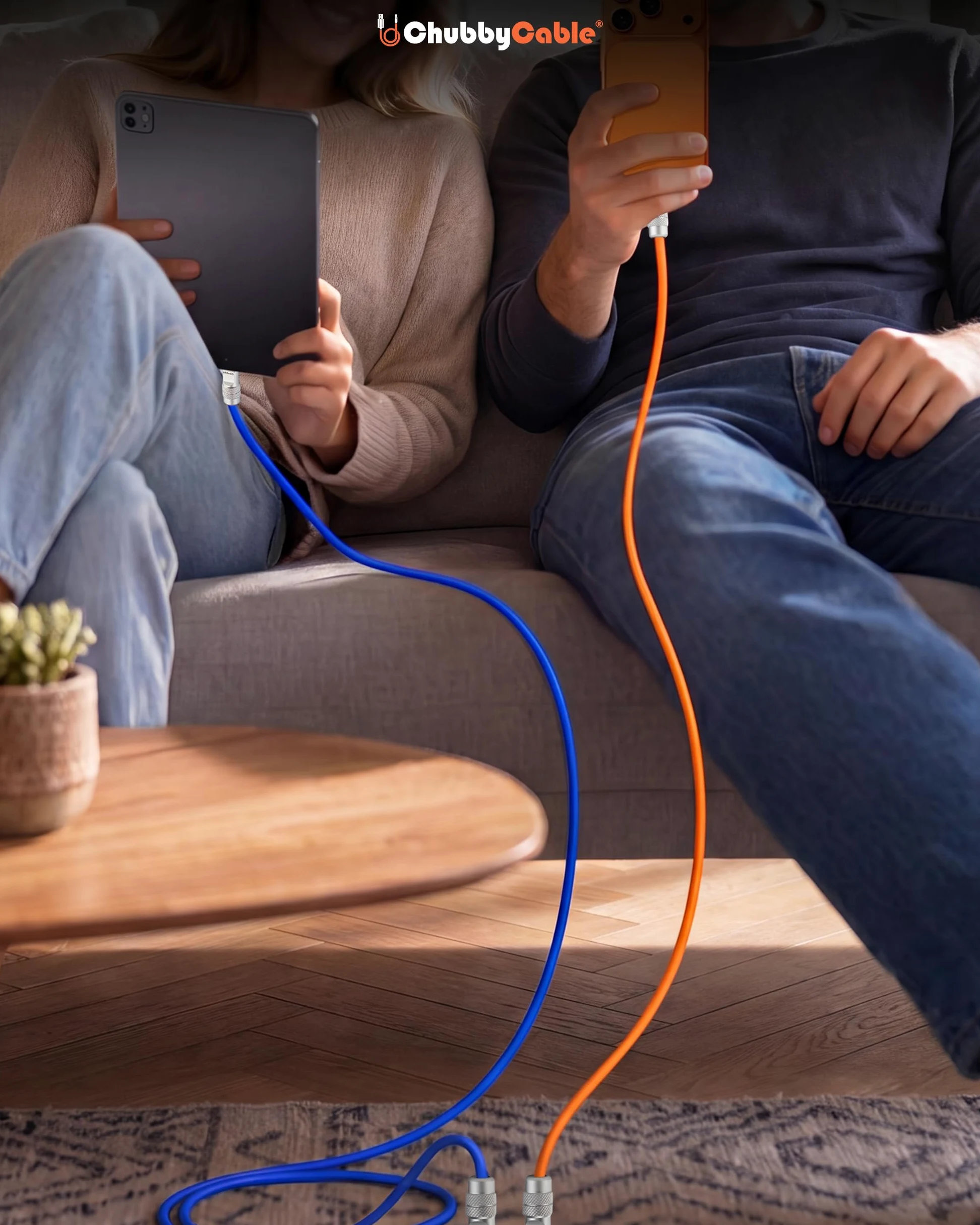 chubbycable Couple Chubby - Confezione da 2 cavi USB C da 240 W, cavo di ricarica rapida in silicone extra spesso, compatibile con iPhone serie 16/15, iPad Galaxy, grigio+giallo, da tipo C a tipo C, 3