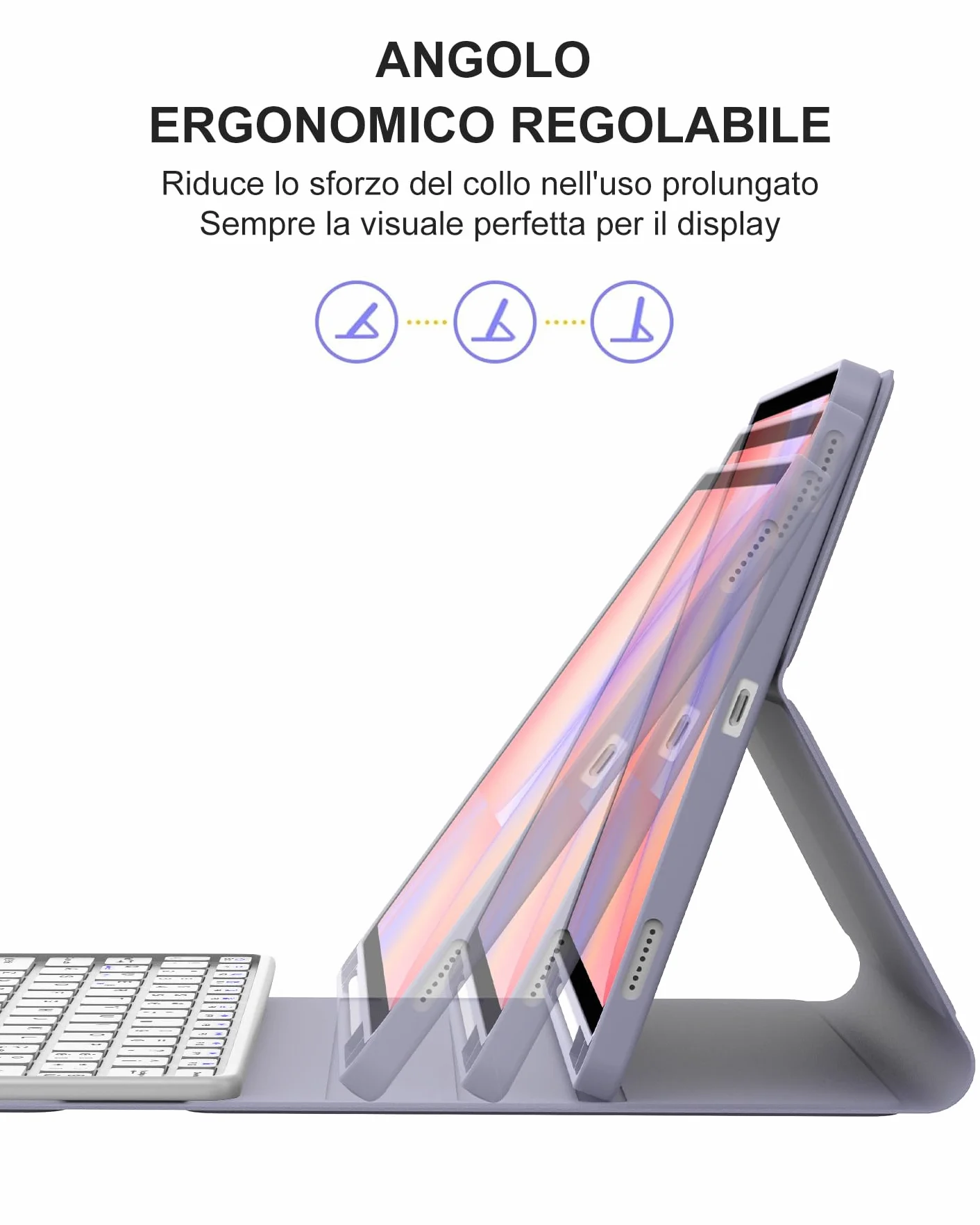 Custodia con Tastiera Bluetooth per Samsung Galaxy Tab S10 Lite 10,9" (2025), S10 FE (2025), S9 FE (2023), S9 11" (2023) - Tastiera Italiana con Trackpad Senza Retroilluminazione, Lavanda