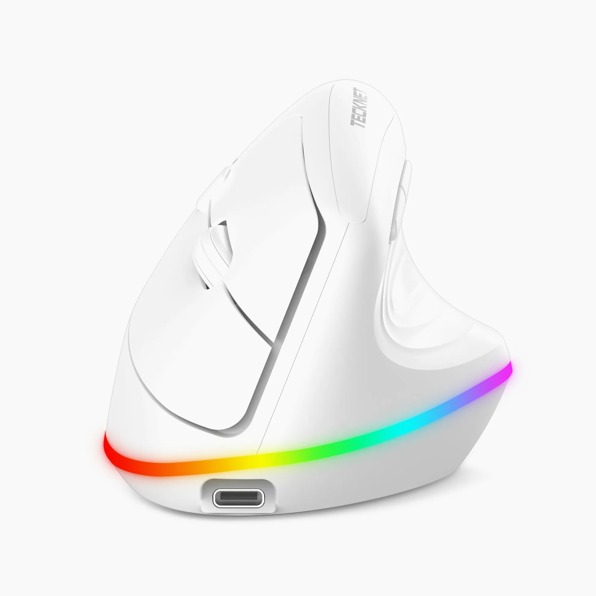 TECKNET Mouse Ergonomico Wireless, Mouse Verticale Ricaricabile, Mouse Bluetooth+ 2,4 GHz, Mouse Wireless Silenzioso, 4800 DPI Regolabili, 6 Pulsanti, RGB Chroma, Compatibile con PC/Windows/Mac