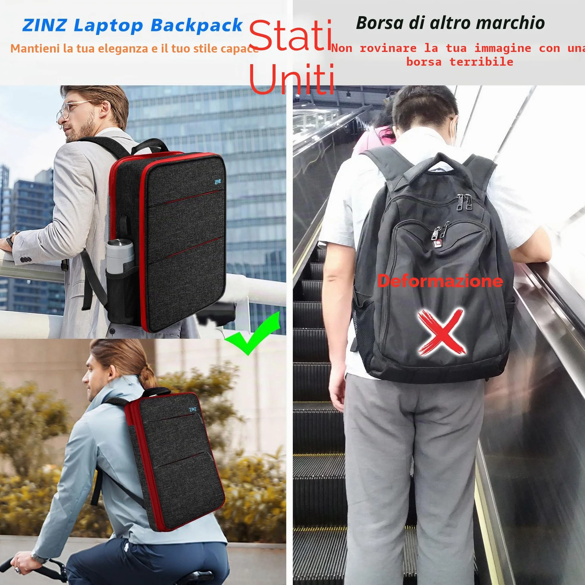 ZINZ Zaino per Laptop Sottile ed Espandibile, Resistente all'acqua, Compatibile con MacBook Pro 16" 2026-2019 M4 M3 M2 M1, Mac da 15,4" e la Maggior Parte dei Notebook da 15"-16", B01RD01
