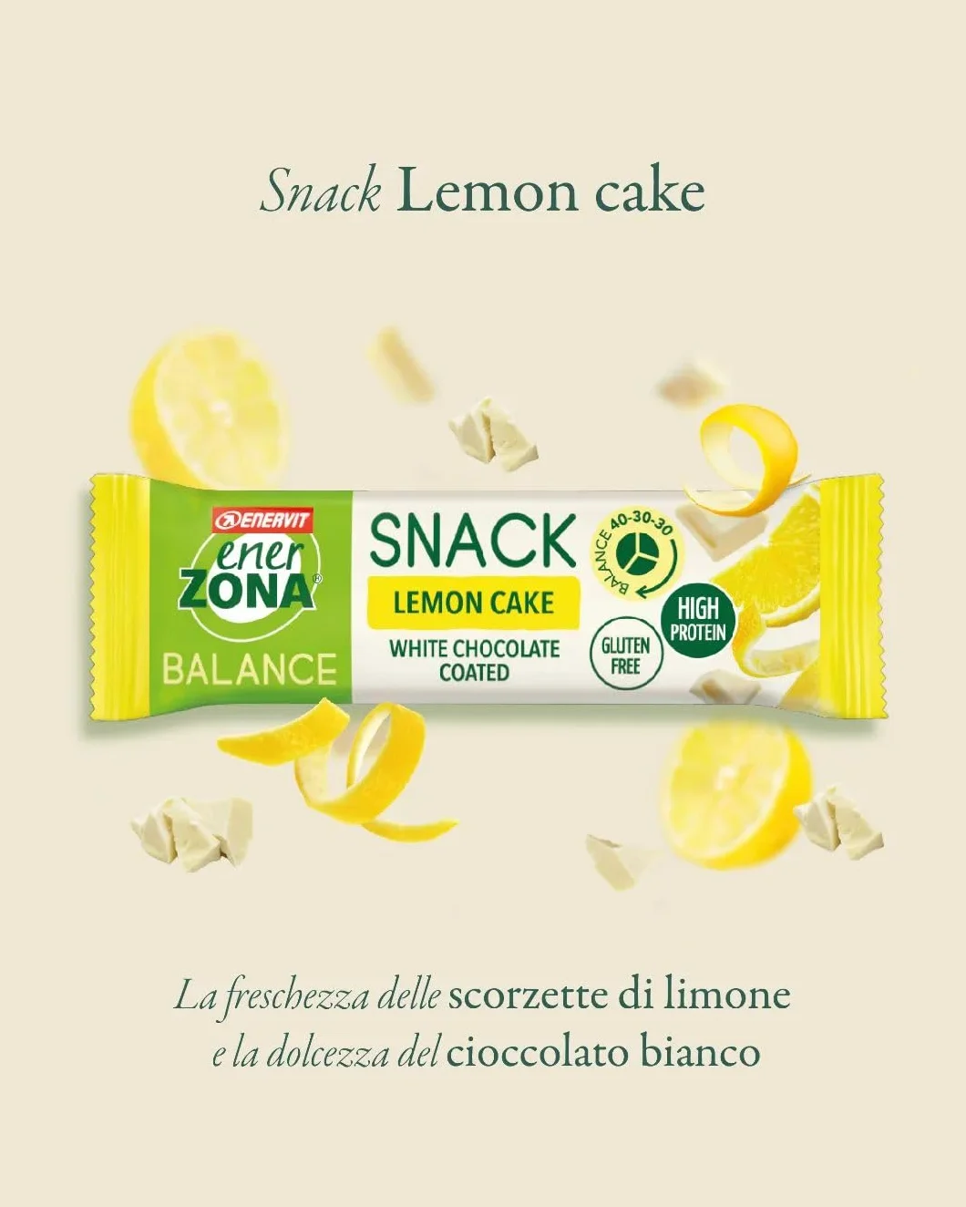 Enervit Enerzona Protein Snack 40-30-30 Gusto Lemon Cake 30 Barrette Proteiche 33gr