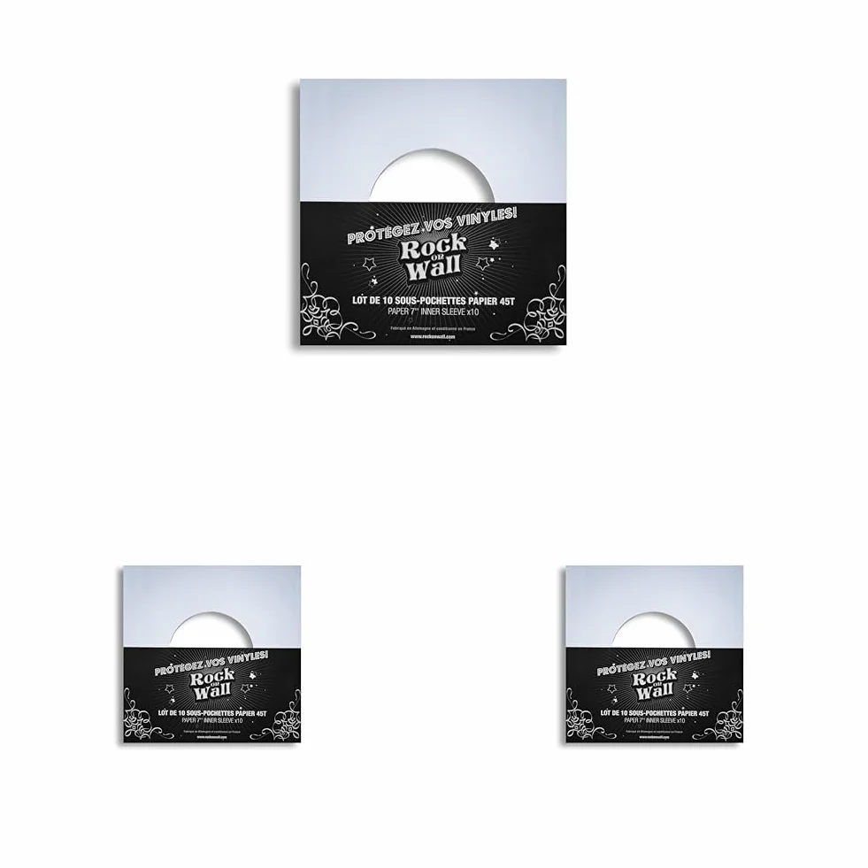 ROCK ON WALL Buste di Carta per (7") (Bianco) (10 Pz.) (Confezione da 3)