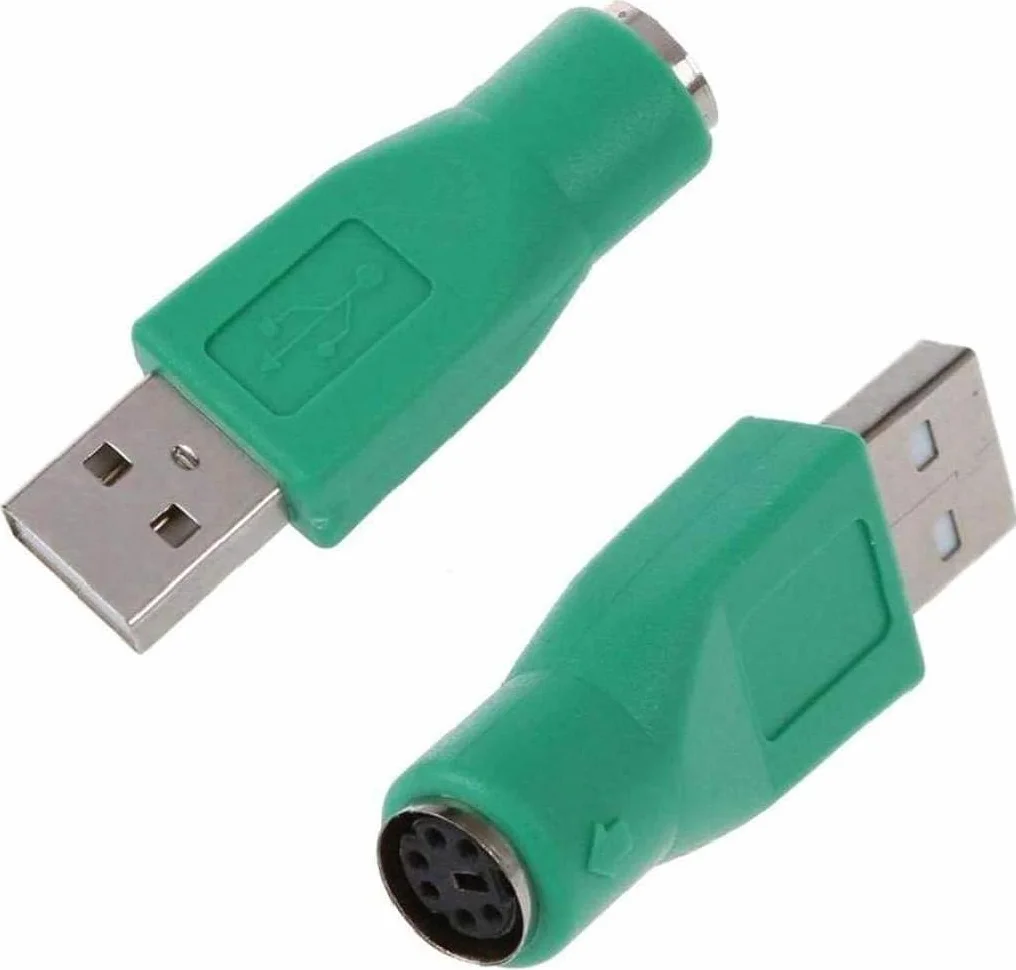 2 pezzi PS / 2 spina a presa USB adattatore di ricambio PS / 2 a USB convertitore per la vecchia tastiera verde Design accattivante