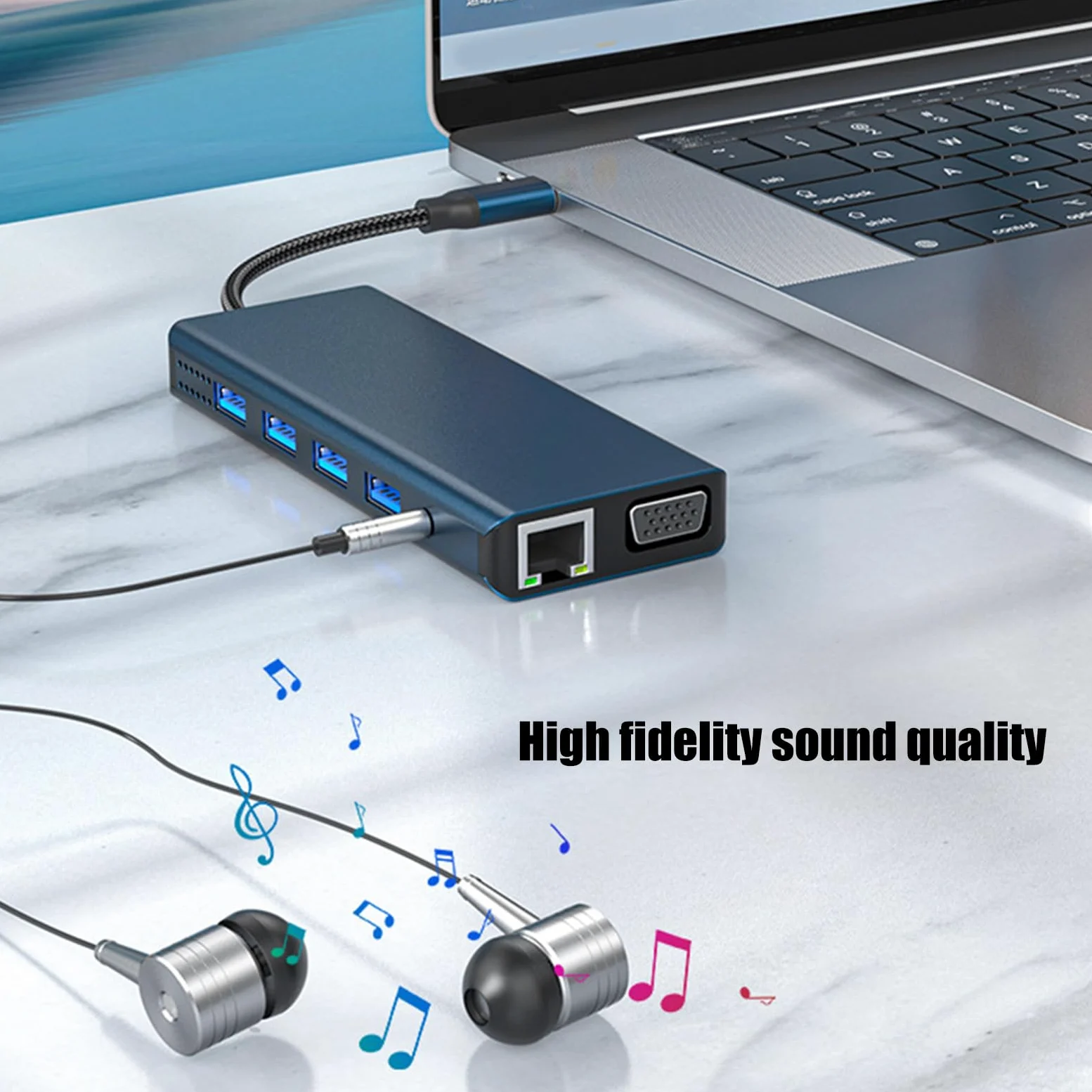 Docking Station Adattatore per Doppio Monitor Adattatore USB C 12 in 1 con VGA Gigabit Ethernet 4 Porte USB 3.0 Lettore schede Supporto per Doppio Display