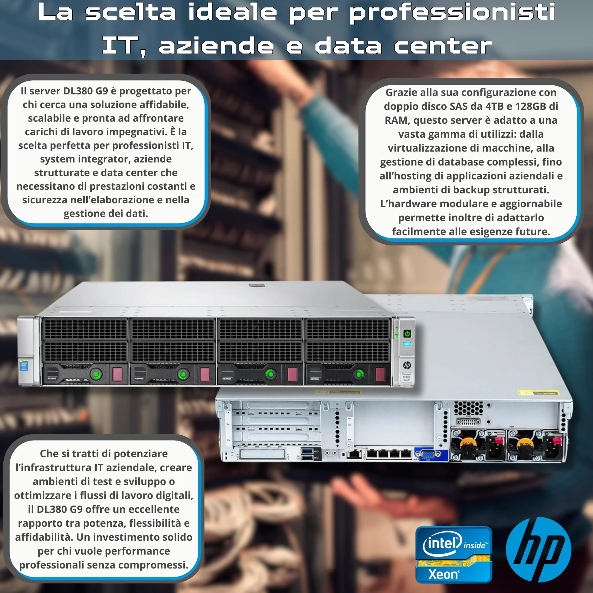 HP ProLiant DL380 Gen9 Server Rack 2x Intel Xeon 2690 V3 128GB RAM 2x SAS 3.5" 4TB iLO H840 Windows Server 2022