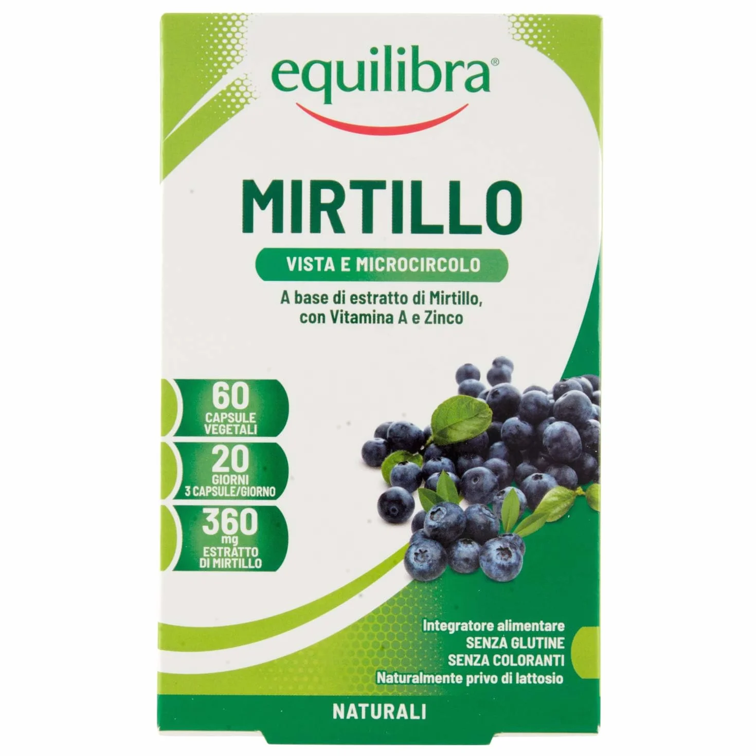 Equilibra Integratore Mirtillo per la Normale Capacità Visiva e Microcircolo, 60 Capsule Vegetali