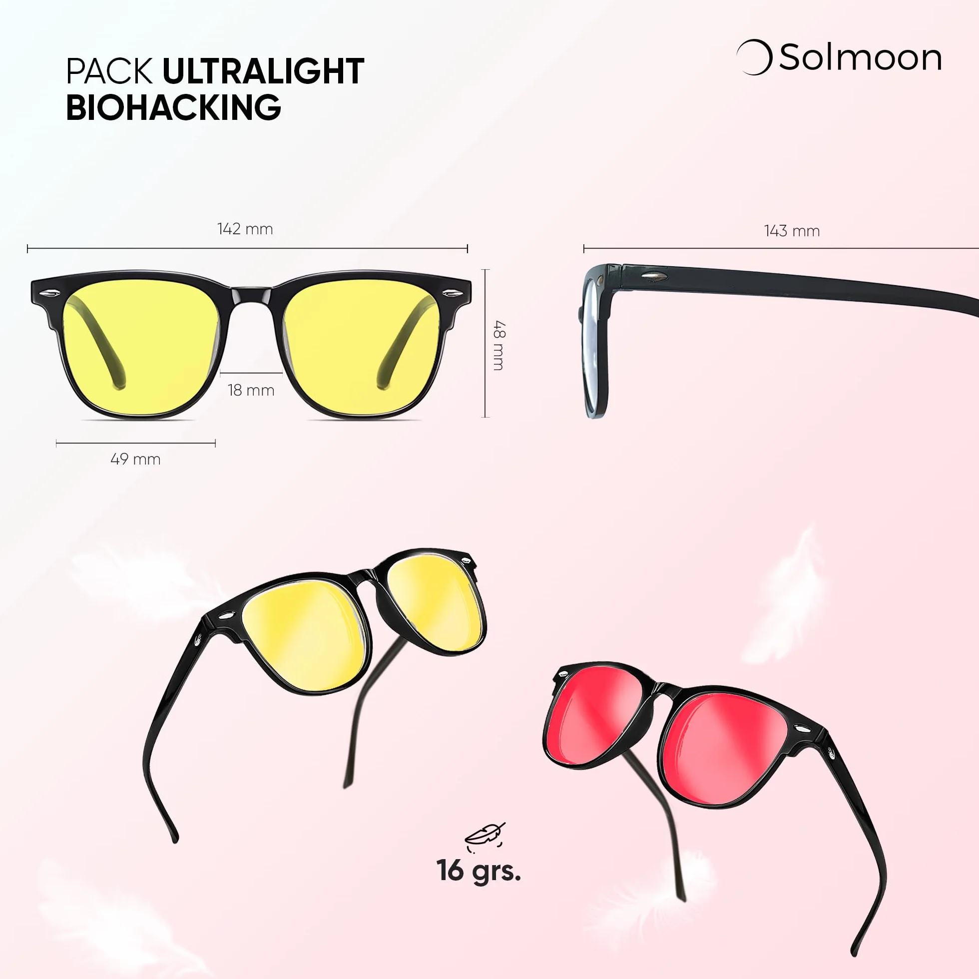Solmoon Occhiali Luce Blu Donna Uomo Set 2 Giallo Rosso Anti Luce Blu Computer Monitor
