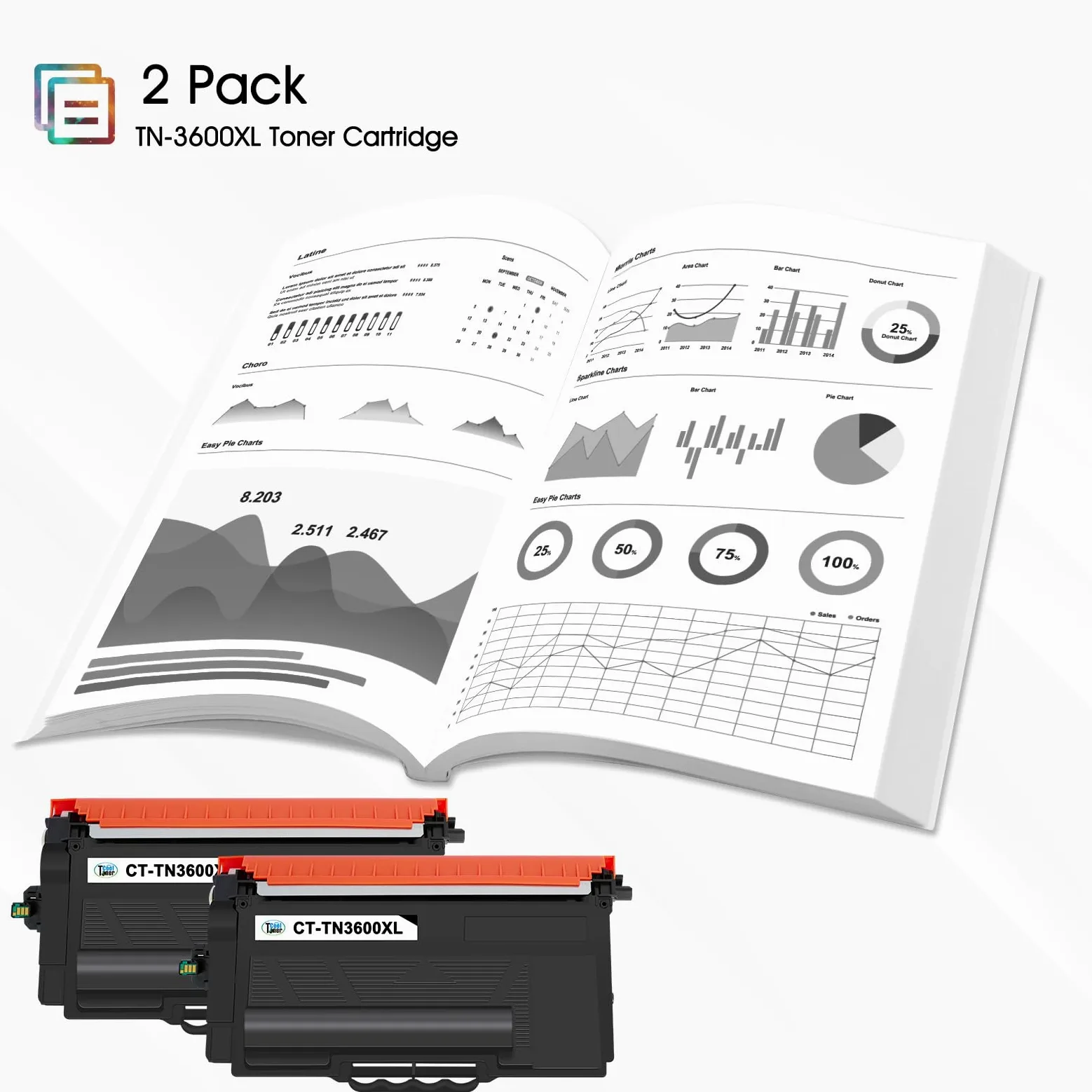 TN-3600XL TN-3600 TN3600XL TN3600 HL-L5210DN Toner Con Chip 2-Pack | Compatibile per Brother TN3600XL MFC-L5710DW MFC-L5710DN MFC-L6710DW HL-L6210DW DCP-L5510DW MFC-L6910DN HL-L5210DW HL-L5215DN