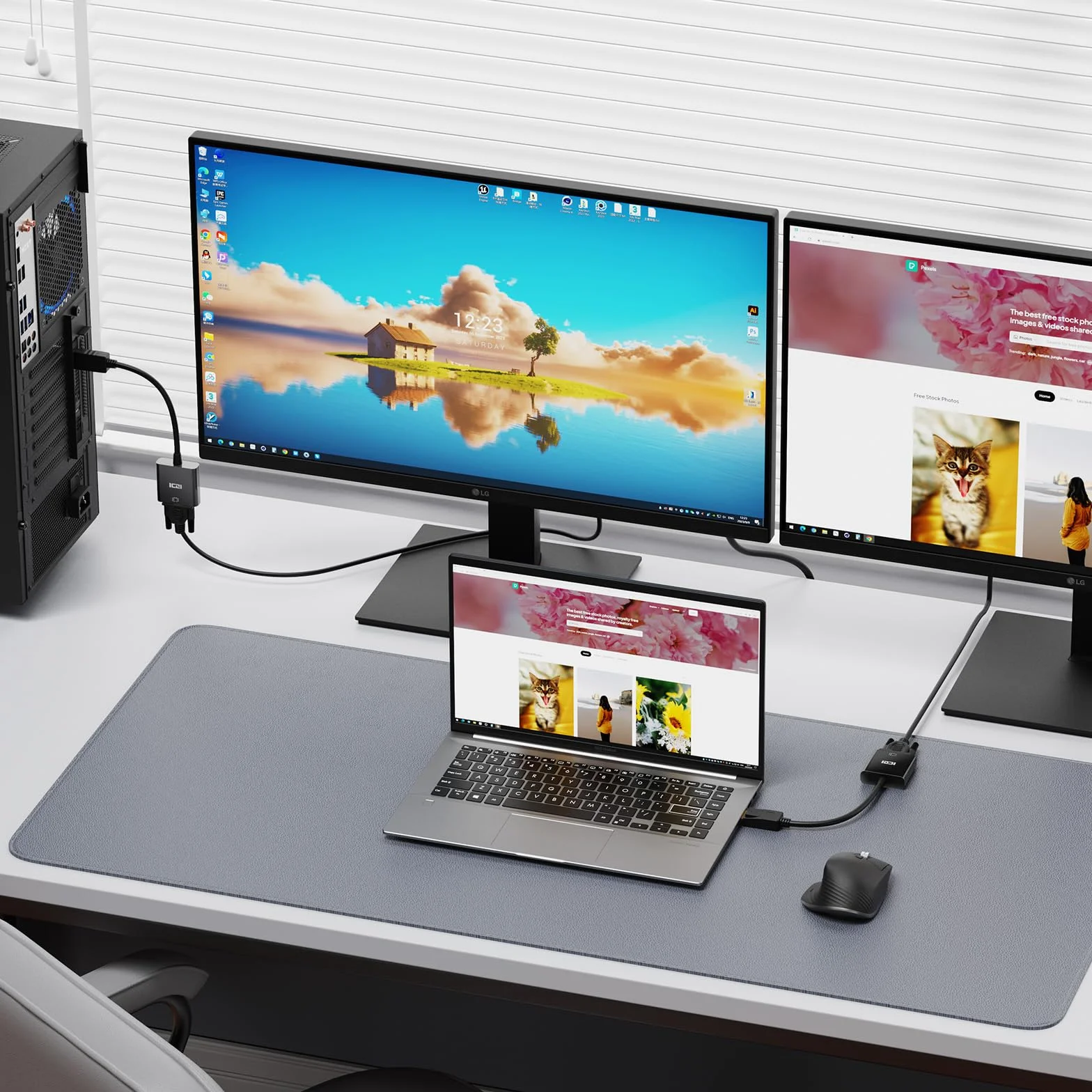 ICZI Adattatore DP a VGA 1080p, convertitore DisplayPort a VGA con contatti placcati in oro, cavo DP maschio a VGA femmina per schermi monitor HDTV proiettori ecc, nero