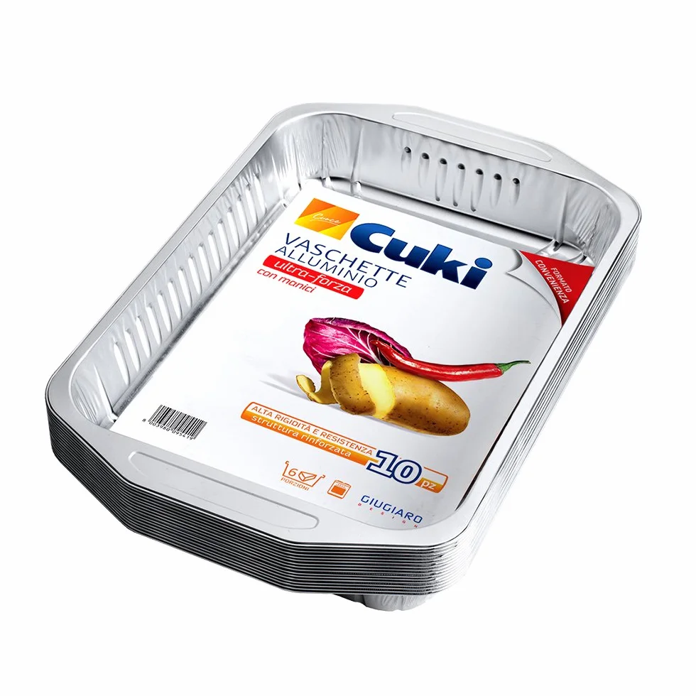 Cuki Vaschette Alluminio Ultra Forza 6 porzioni rettangolari 1 confezione da 10 pezzi