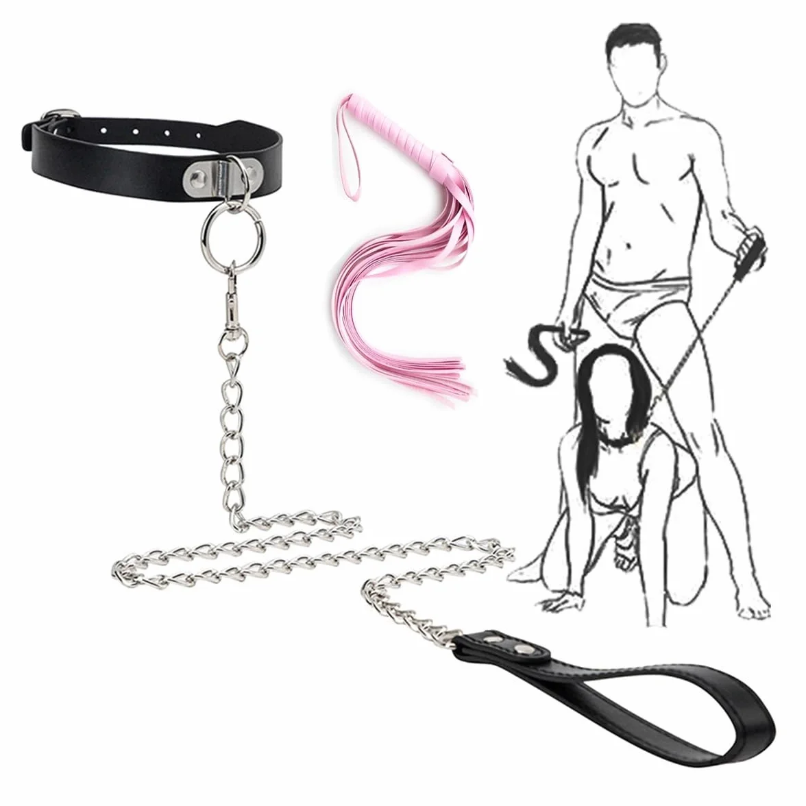 Sex toy La Bellezza Incontra L'eleganza Colletto Circolare Frusta in Pelle Rosa