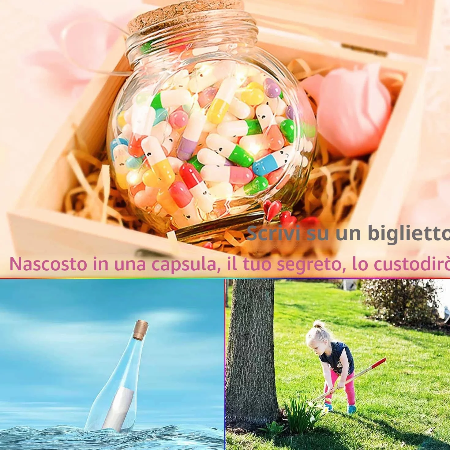 Capsule messaggio lettere d'amore arrotolate 200 pezzi sorriso viso regalo fidanzato