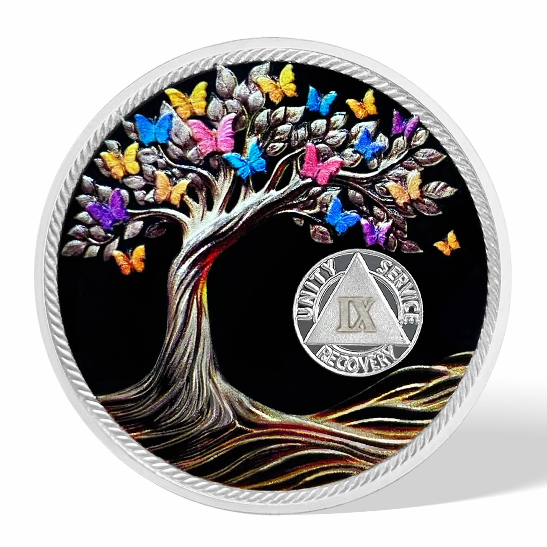 Sobriety Coin Butterfly Albero della Vita AA Chip Medaglione Sobrietà Token Regali Uomini Donne