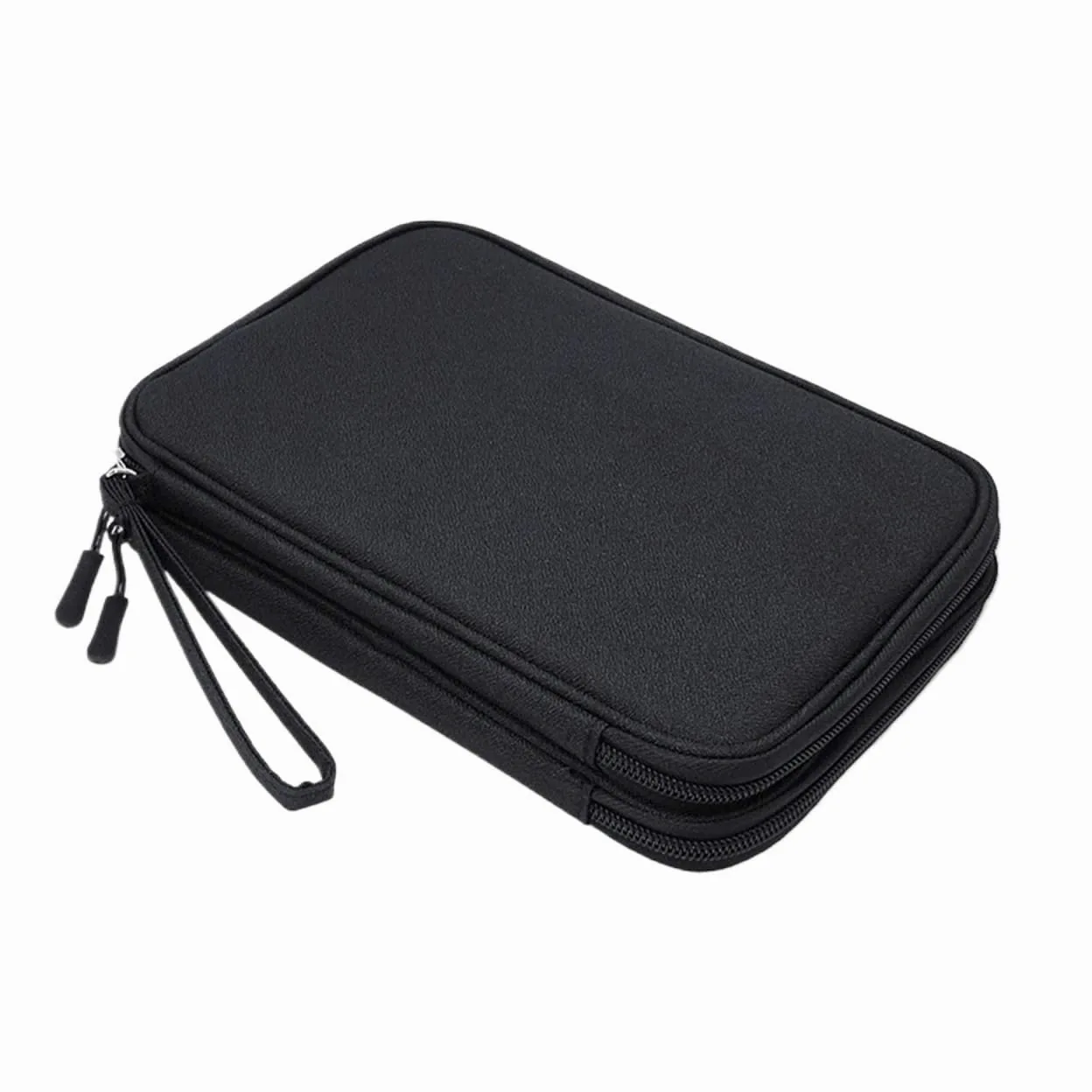 Borsa for organizer for cavi da 2 pezzi Borsa da viaggio for gadget a doppio strato Accessori for elettronica Custodia for cavi Borsa for tablet for lettore di giochi Per Cavi, Caricabatterie(Black)