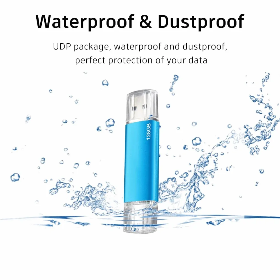 Chiavetta USB C 128 GB 2.0 Pen Drive OTG per Smartphone Laptop Tablet PC Blu