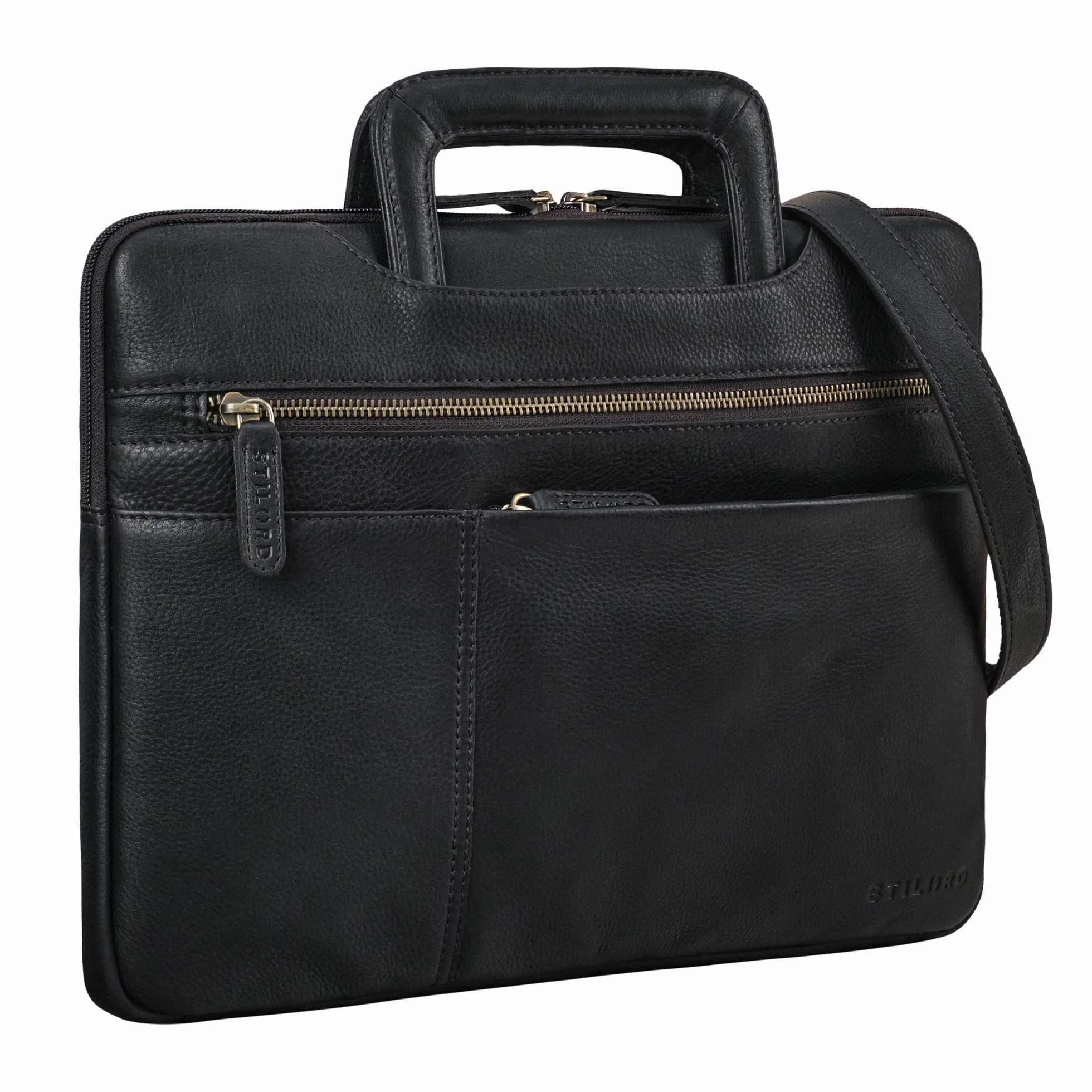 STILORD "Cole Vintage Borsa Laptop 14 pollici Pelle Uomo Stretta Portadocumenti Vera Pelle Borsa Tracolla per Laptop Lavoro Viaggio Colore:maraska - marrone