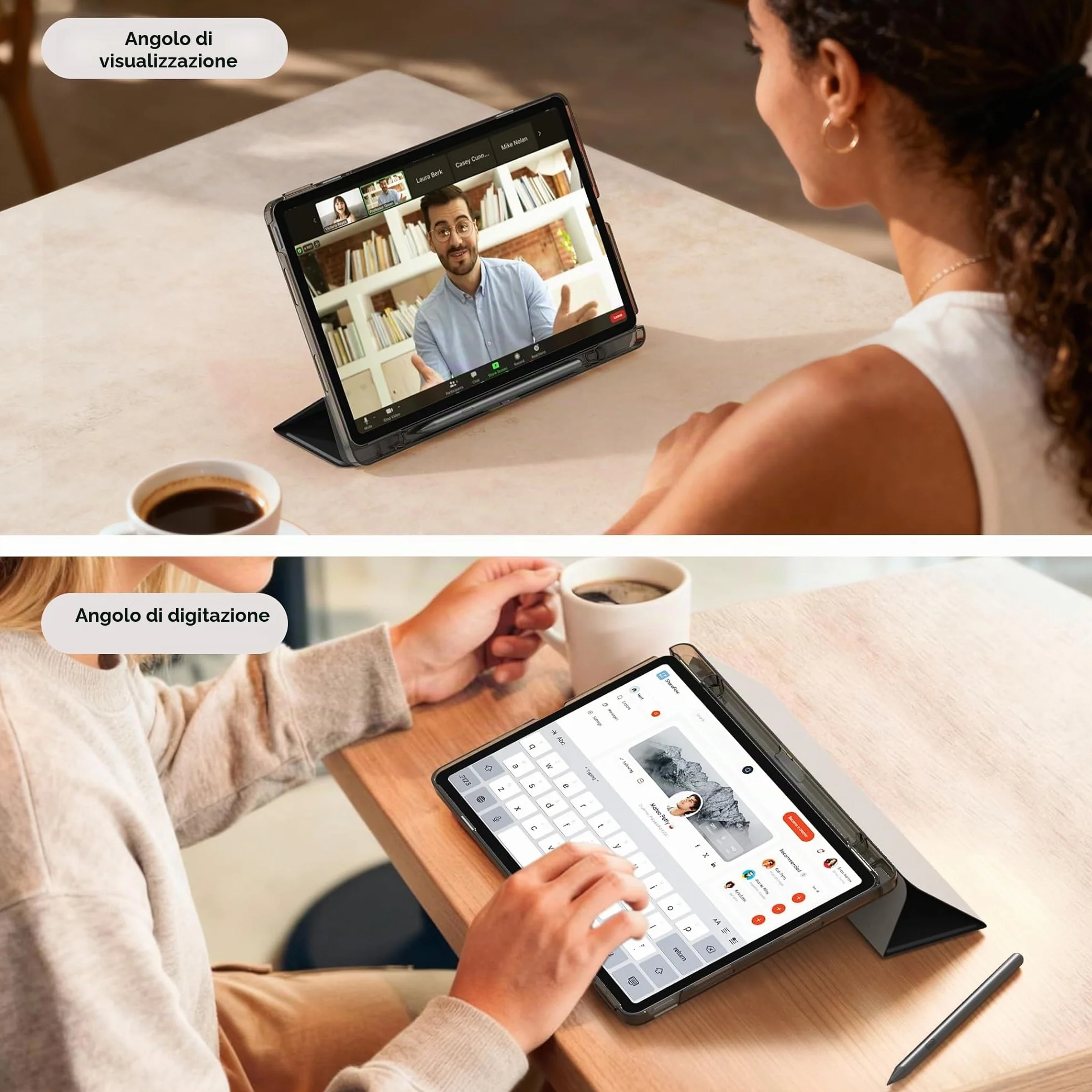 CACOE Custodia Lenovo Idea Tab 11 pollici 2025 Ultra sottile Supporto PU Nero con Pellicola Protettiva