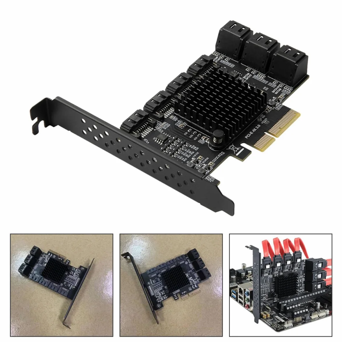 Housoutil Scheda Wifi Scheda di Espansione Pci-e X4 10 Porte Sata3.0 per PC Stabile e Veloce per Workstation e Computer Desktop