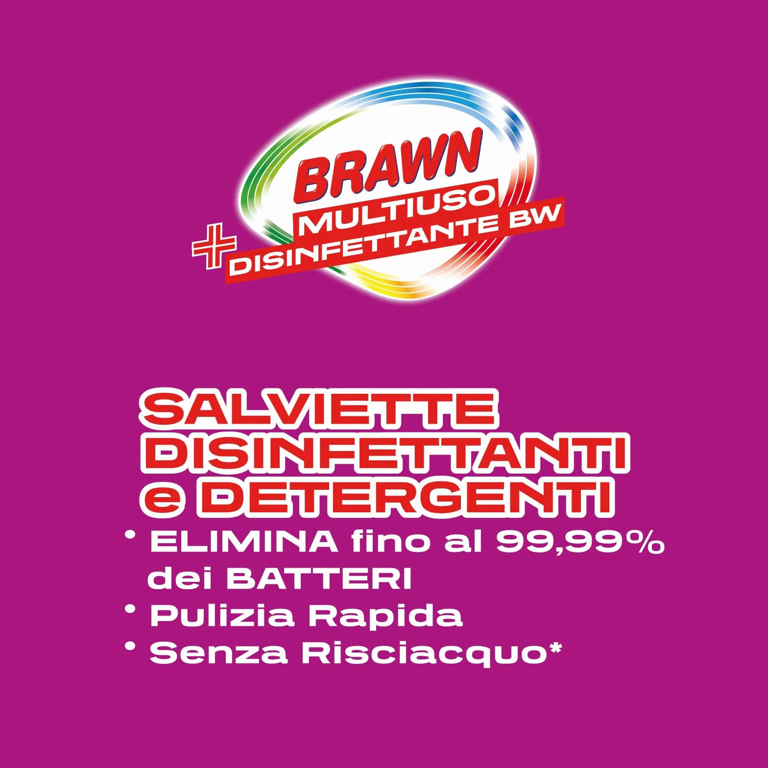 Brawn Salviette Disinfettanti Multiuso 32 pz, Elimina 99,9% Batteri Funghi Virus, Presidio Medico Chirurgico