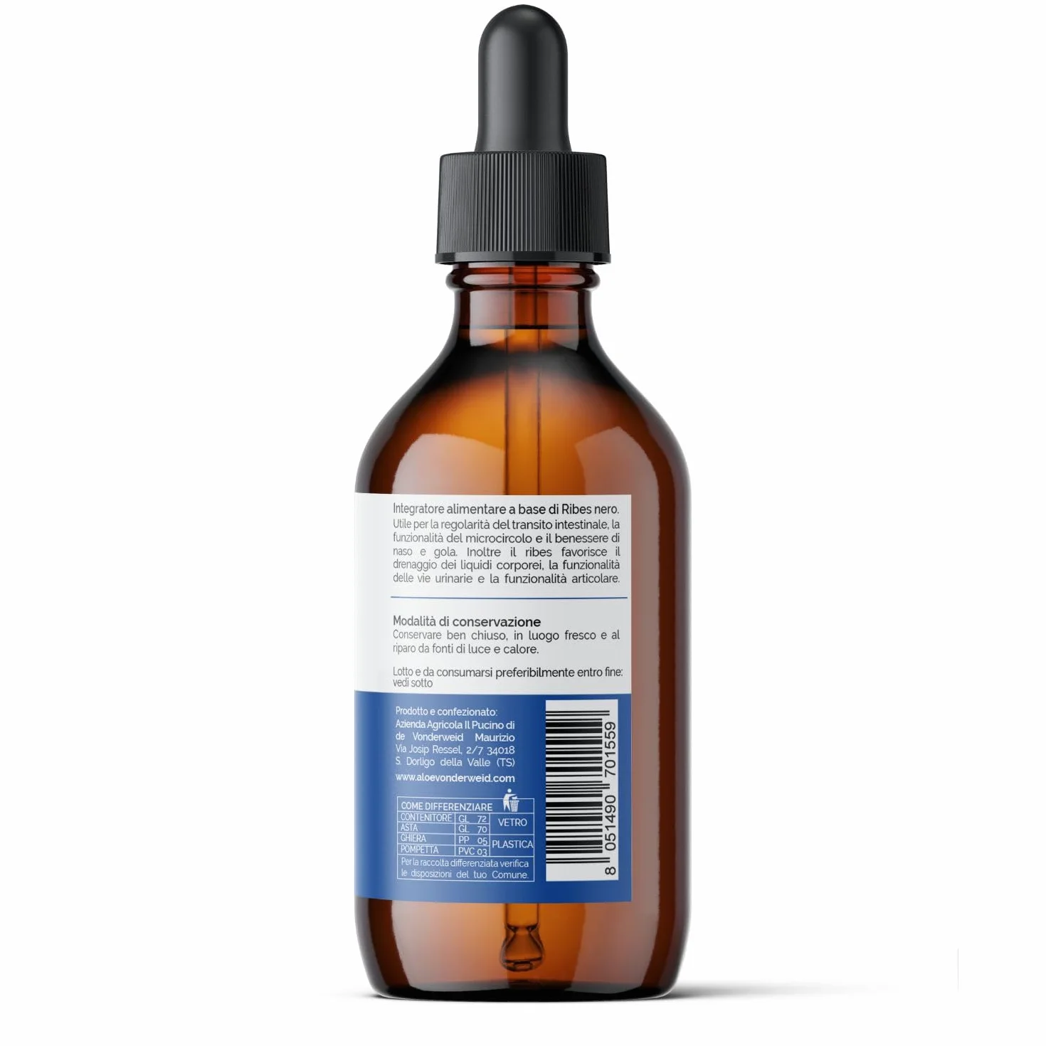 Ribes Nigrum Tintura Madre Analcolica Estratto Glicerico Integratore Ribes Nero Gocce 100 ml