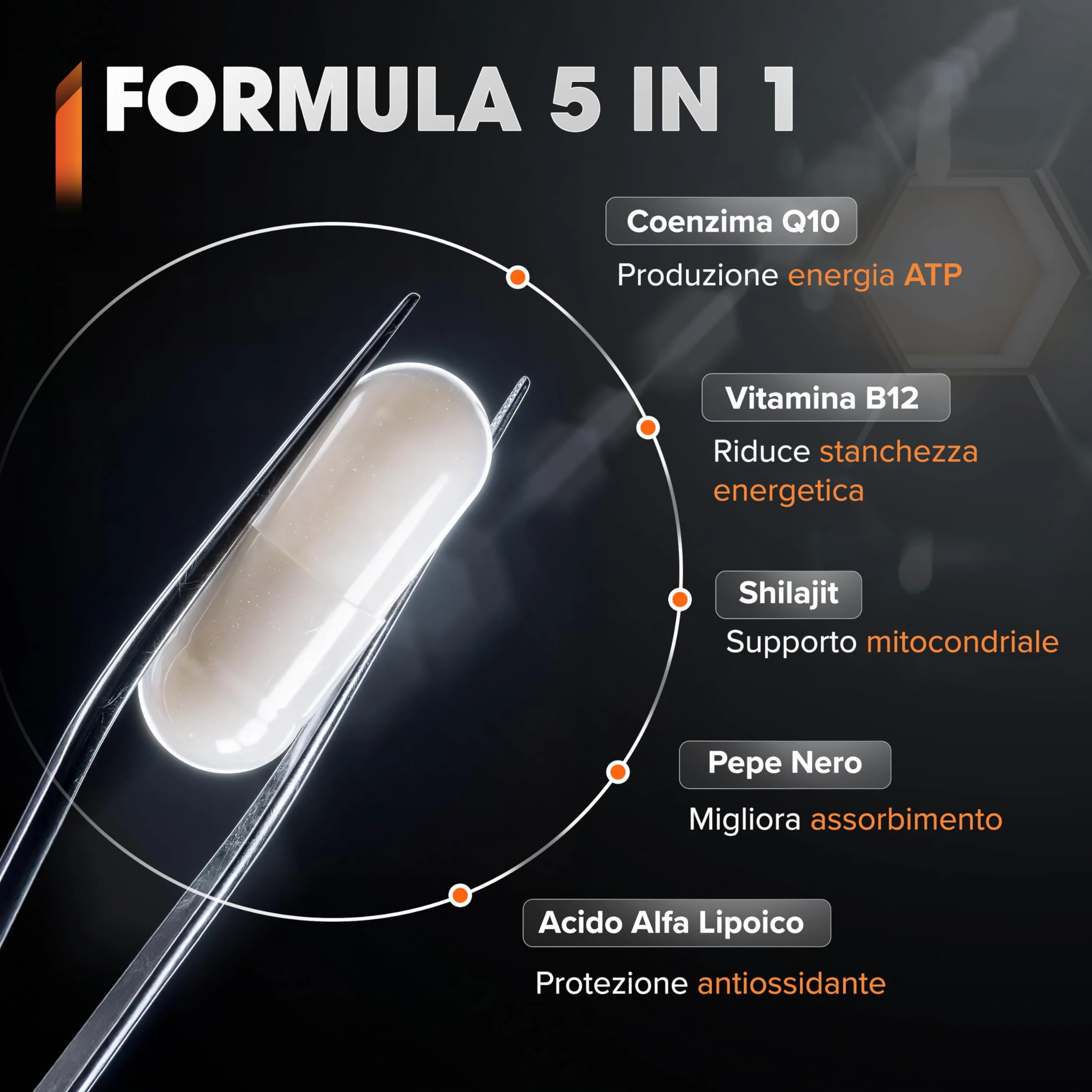 Coenzima Q10 240 Capsule Ubiquinolo 200 mg Alta Biodisponibilità Shilajit Acido Alfa Lipoico Vitamina B12 Pepe Nero Supporto Energia