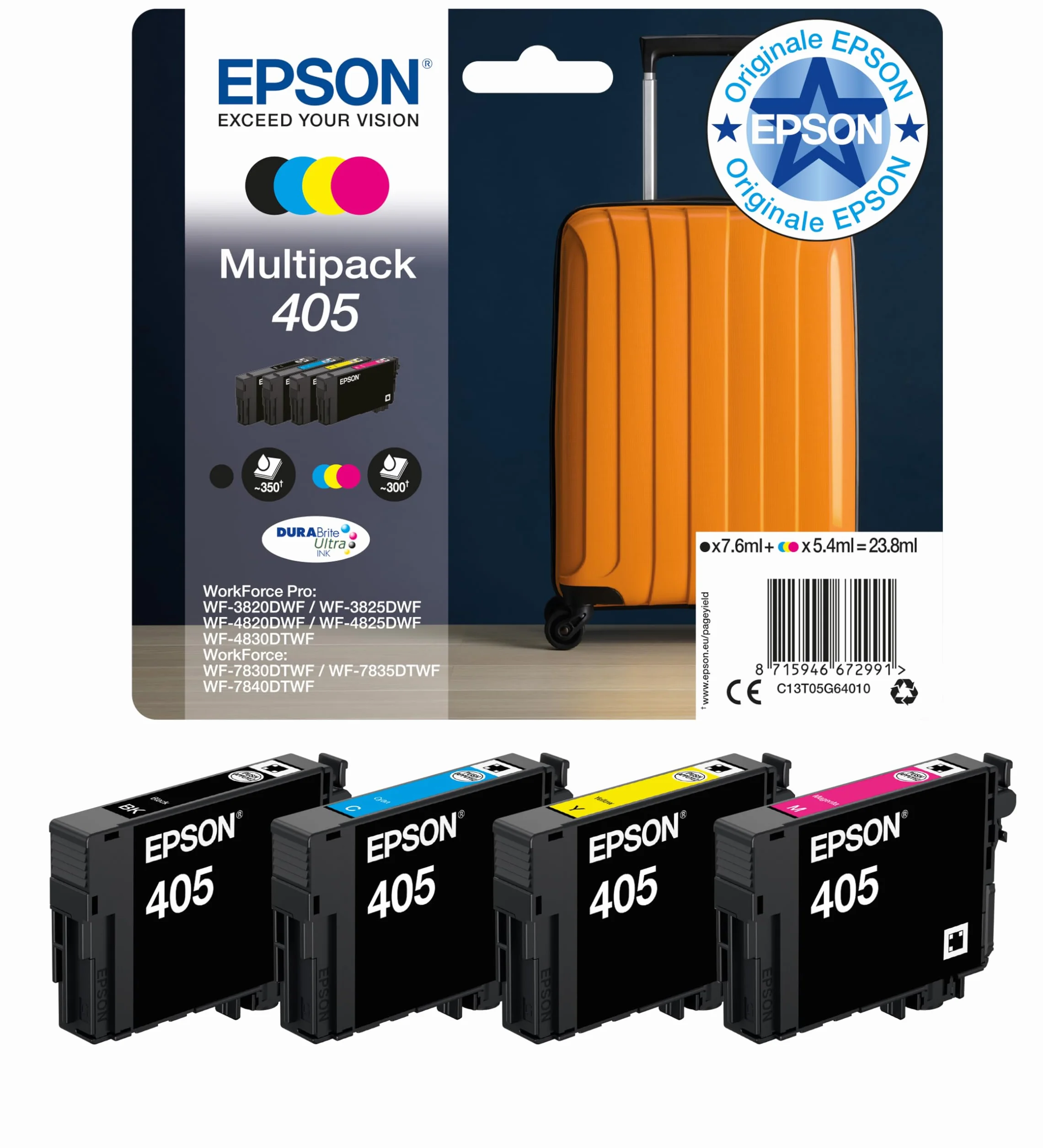 Epson Trolley Serie 405 Multipack 4 Colori DURABrite Ultra Ink Nero Ciano Magenta Giallo