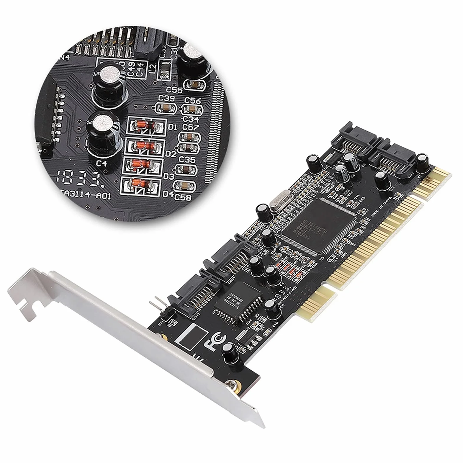 Controller Raid, Chipset PCI Sil3114 a 4 Porte SATA Interne 1 5 Pin PCI-to-SATA Scheda Raid Adattatore Gbps Chipset Scheda Raid con Dischi Rigidi di Supporto