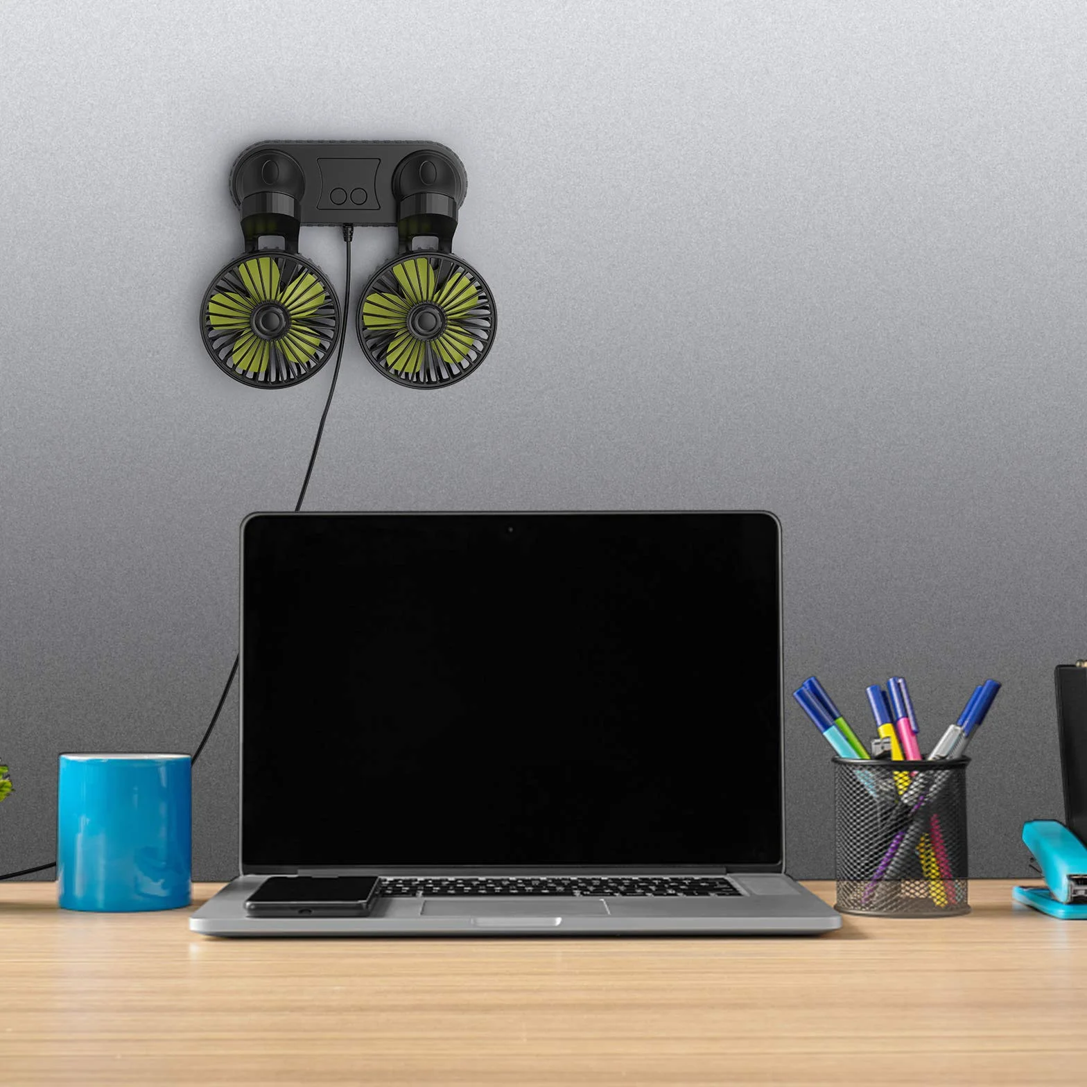 Ymenow 5V 2A Ventilatori USB a Doppia Testa, Ventilatore auto ventilatore portatile ventilatore da tavolo silenzioso ventilatore aria fredda con Rotazione di 360 Gradi per Auto, Cruscotto e Ufficio