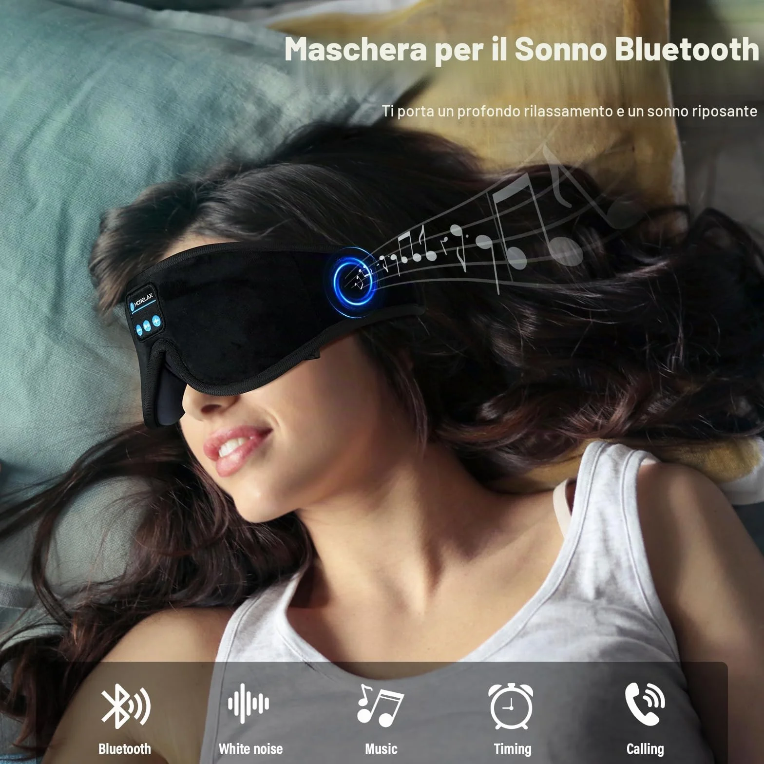 Mascherina per dormire 3D con cuffie Bluetooth senza fili, regalo per donne