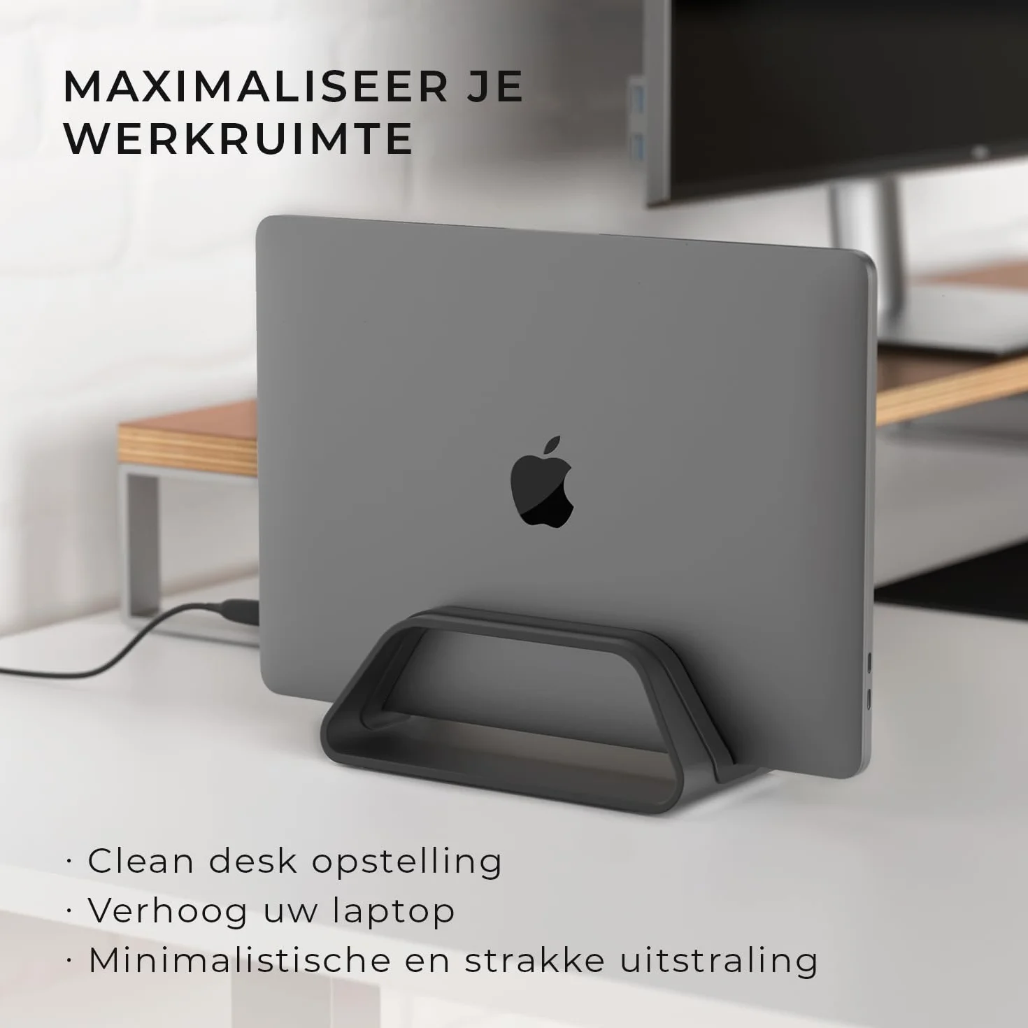 HumanCentric Supporto verticale per MacBook, compatibile con MacBook Pro, supporto per MacBook Air, supporto per computer portatile per Apple Laptop Desk Stand supporto verticale in alluminio, nero