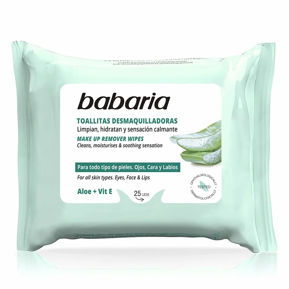 Babaria Salviette Struccanti Con Aloe Vera 25 Pezzi Struccante Viso Occhi Per Tutti i Tipi di Pelle