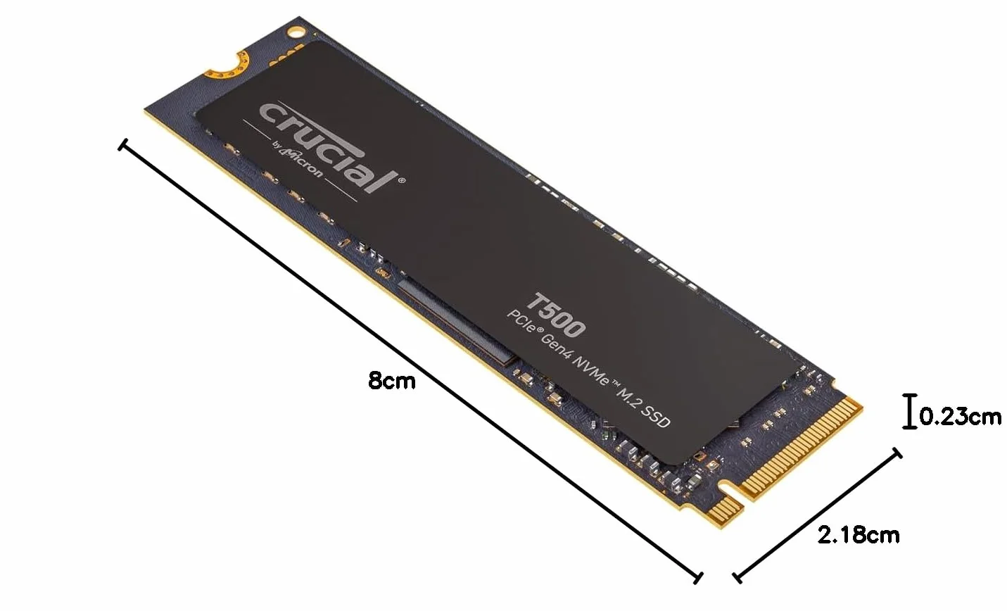 Crucial T500 SSD 1TB PCIe Gen4 NVMe M.2, Fino a 7300 MB/s, TLC NAND, Compatibile con Notebook e PC Desktop, Microsoft DirectStorage - CT1000T500SSD8