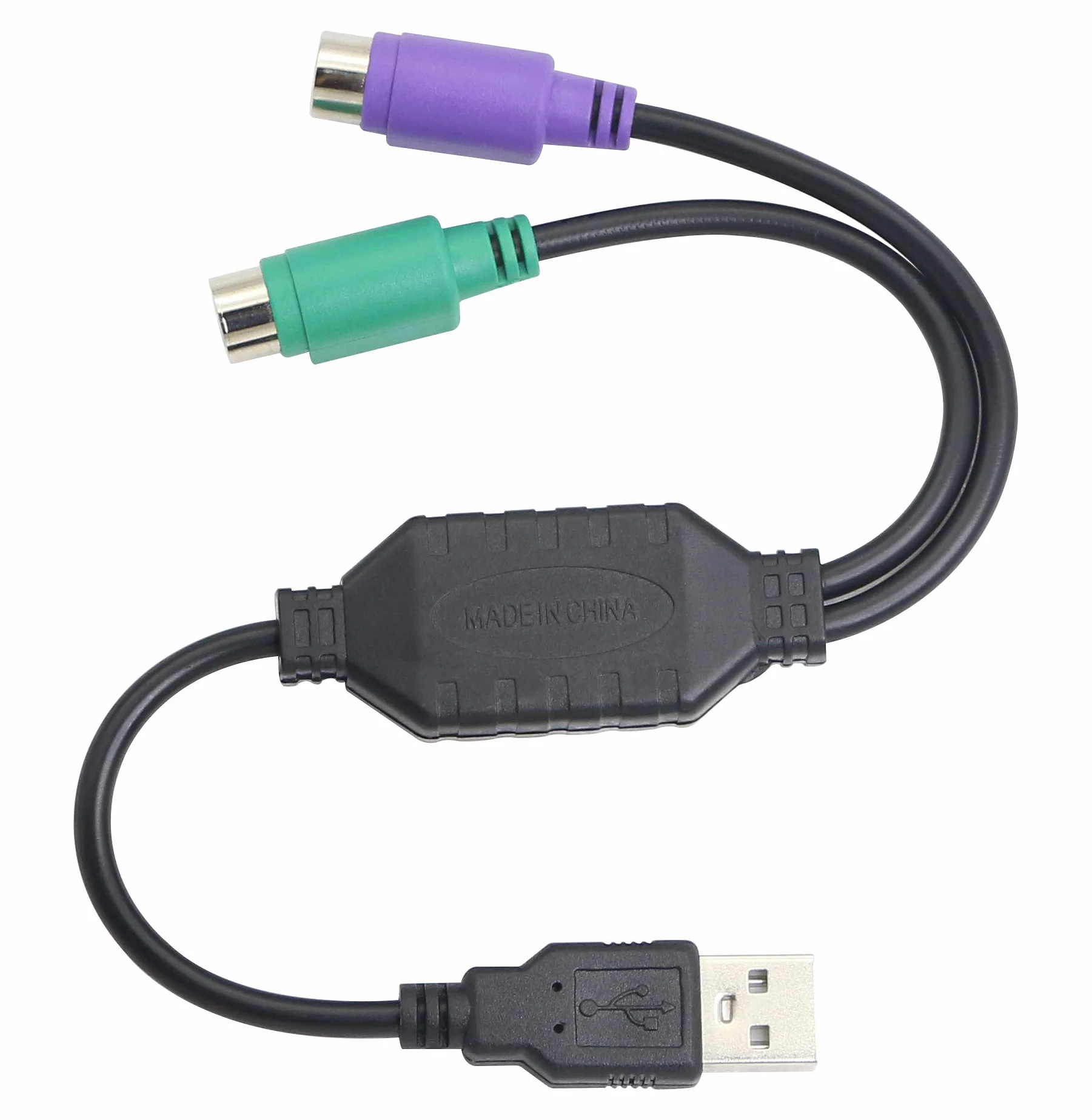 HONGLEI USB cavo a PS2 spina attiva doppio PS2 adattatore per tastiera e mouse - nero